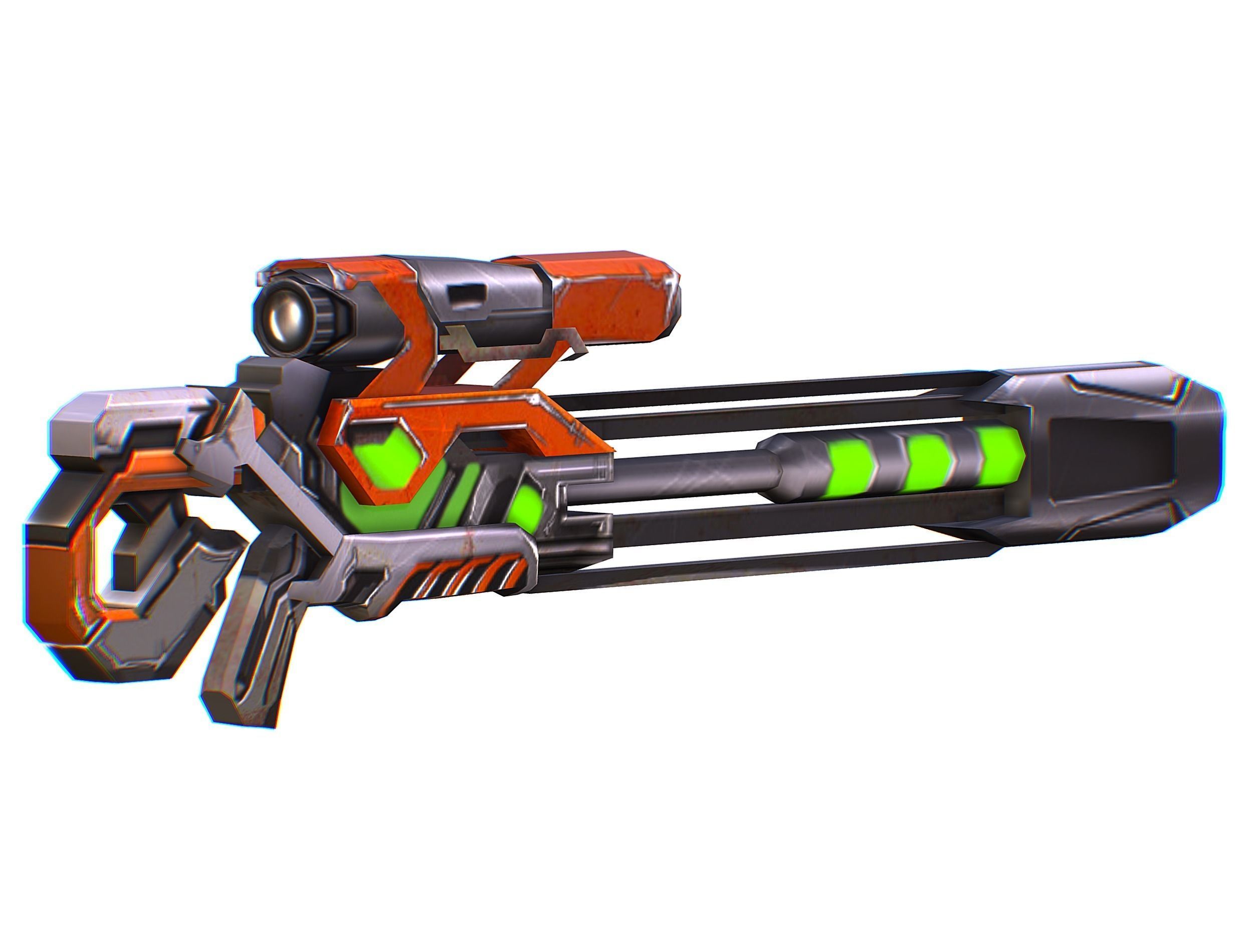 Sniper rifle of the future weapon barrel blaster laser arms Low-poly 3D model_7