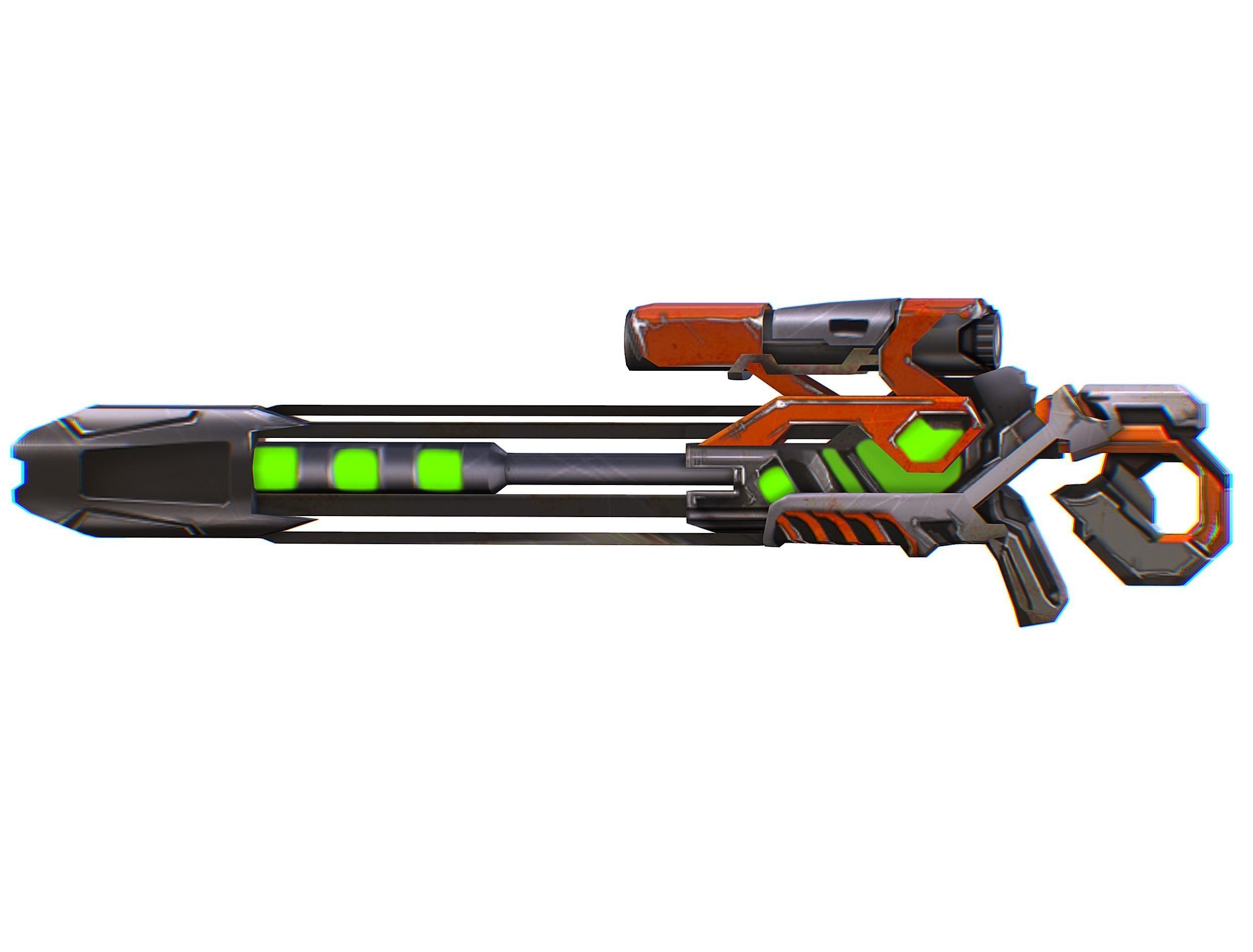 Sniper rifle of the future weapon barrel blaster laser arms Low-poly 3D model_22