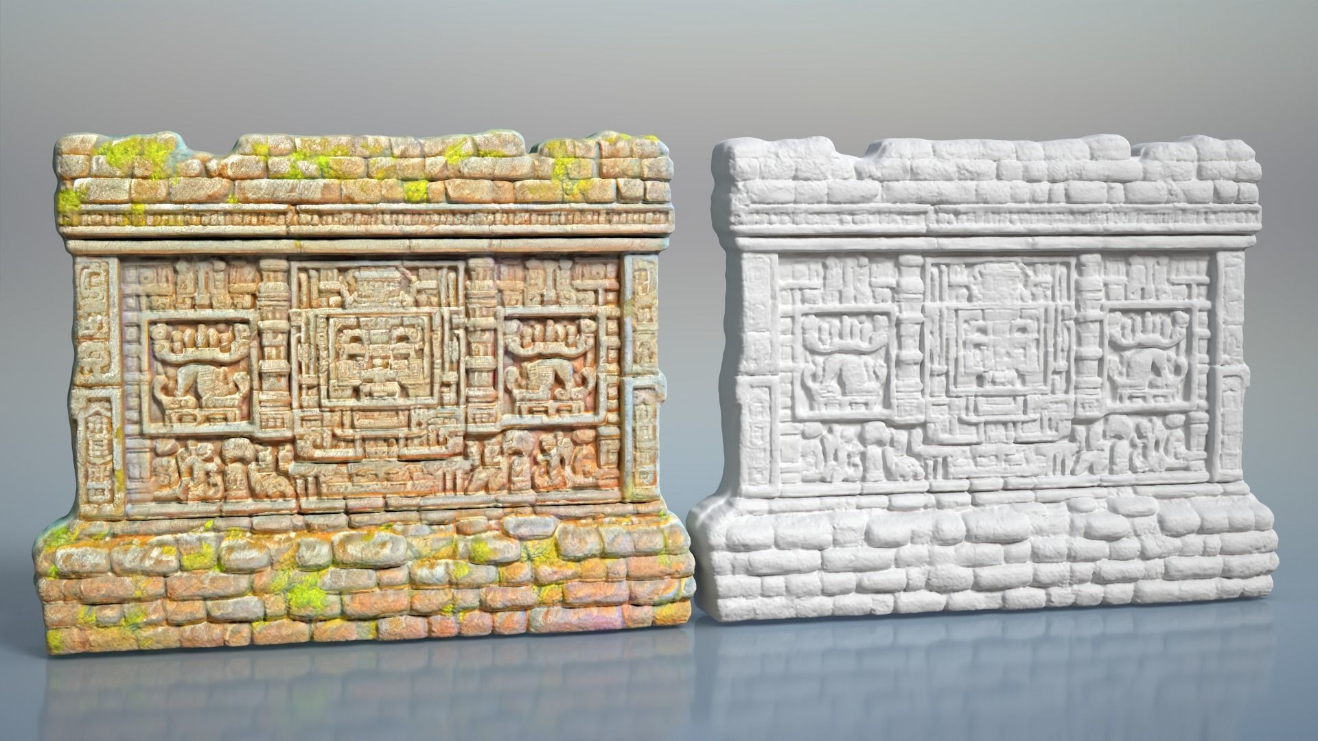 High poly ruin Mayan Temple Walls - 240712 3D model_10