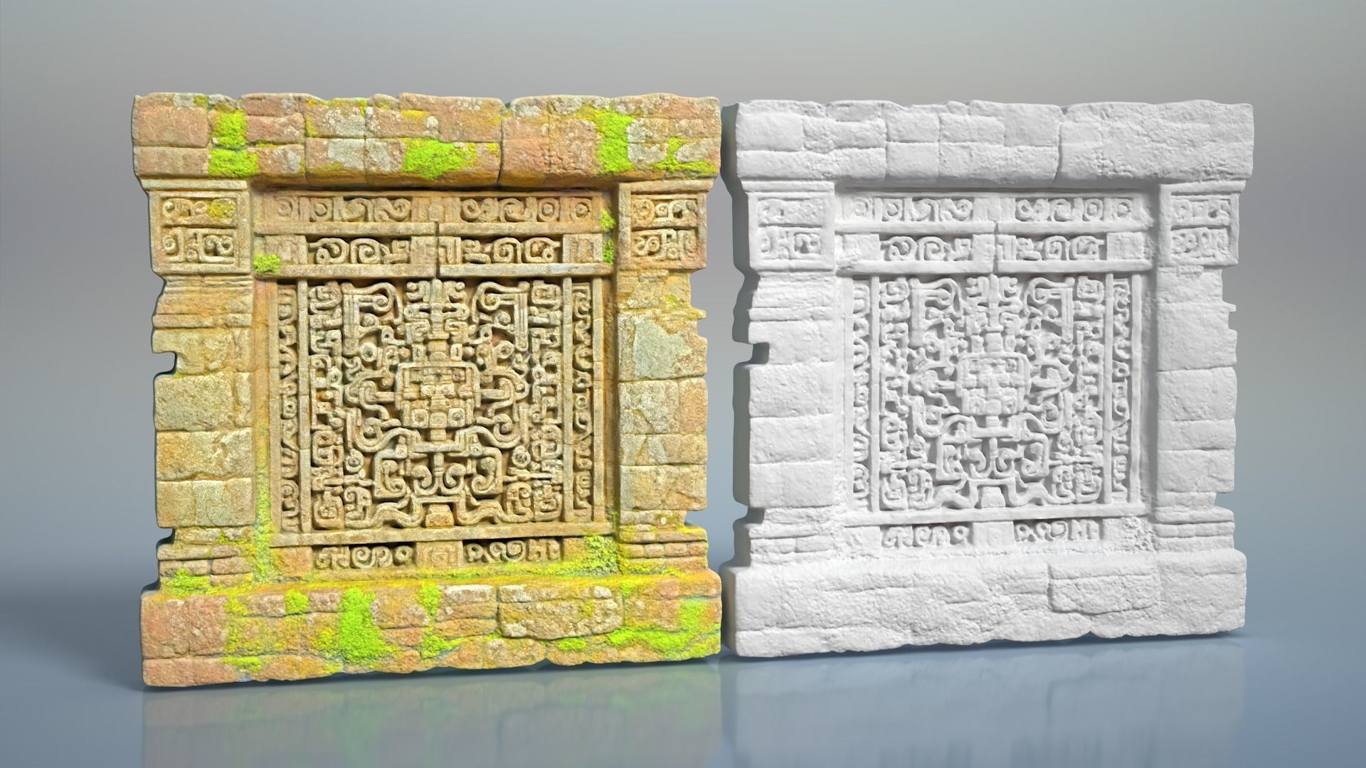 High poly ruin Mayan Temple Walls - 240712 3D model_5
