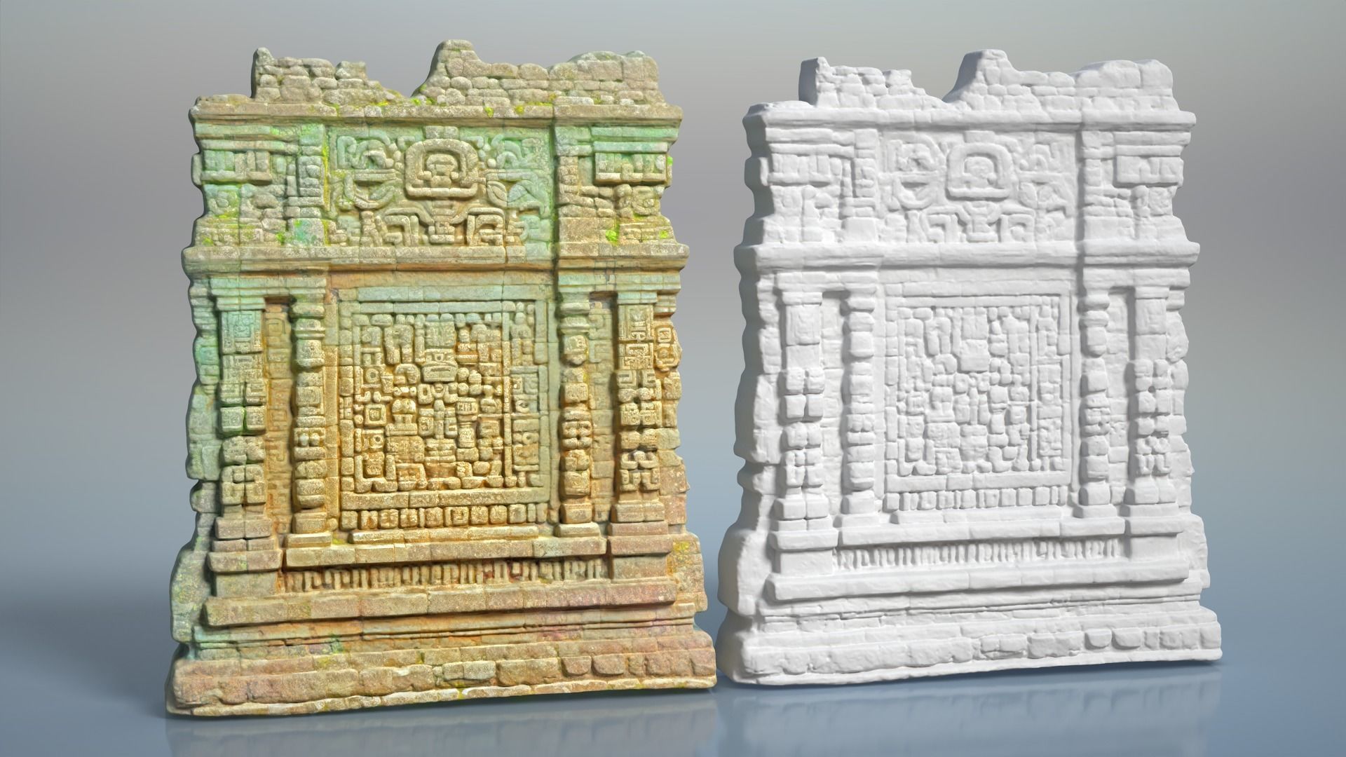 High poly ruin Mayan Temple Walls - 240712 3D model_7