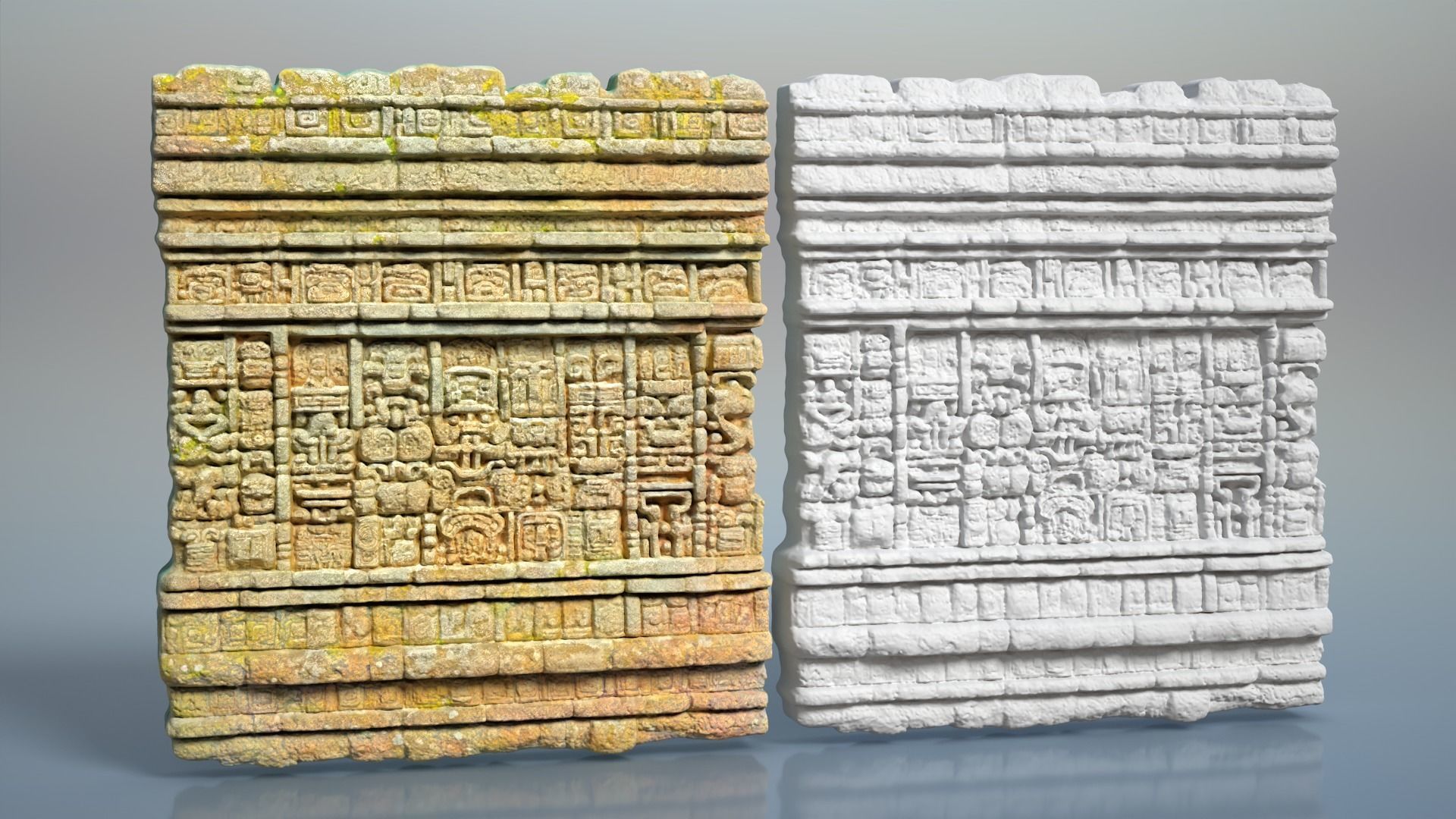 High poly ruin Mayan Temple Walls - 240712 3D model_8