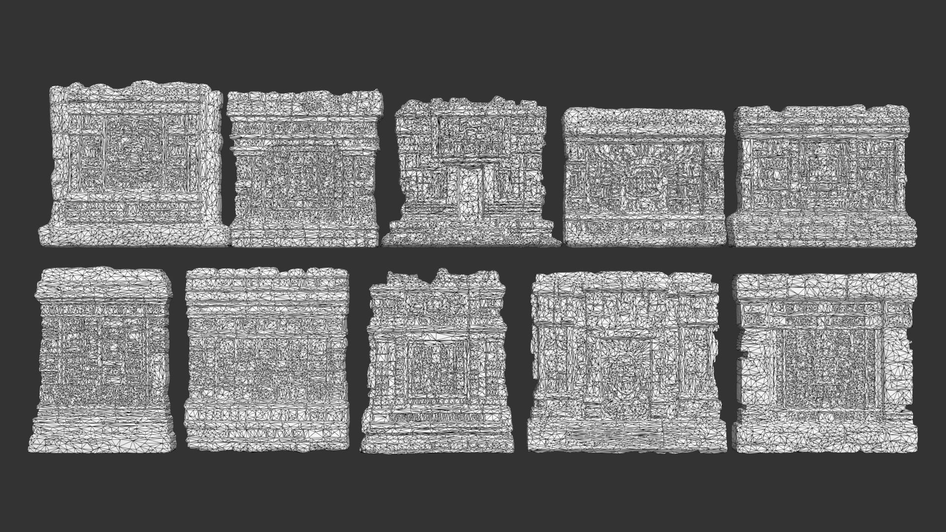 High poly ruin Mayan Temple Walls - 240712 3D model_12