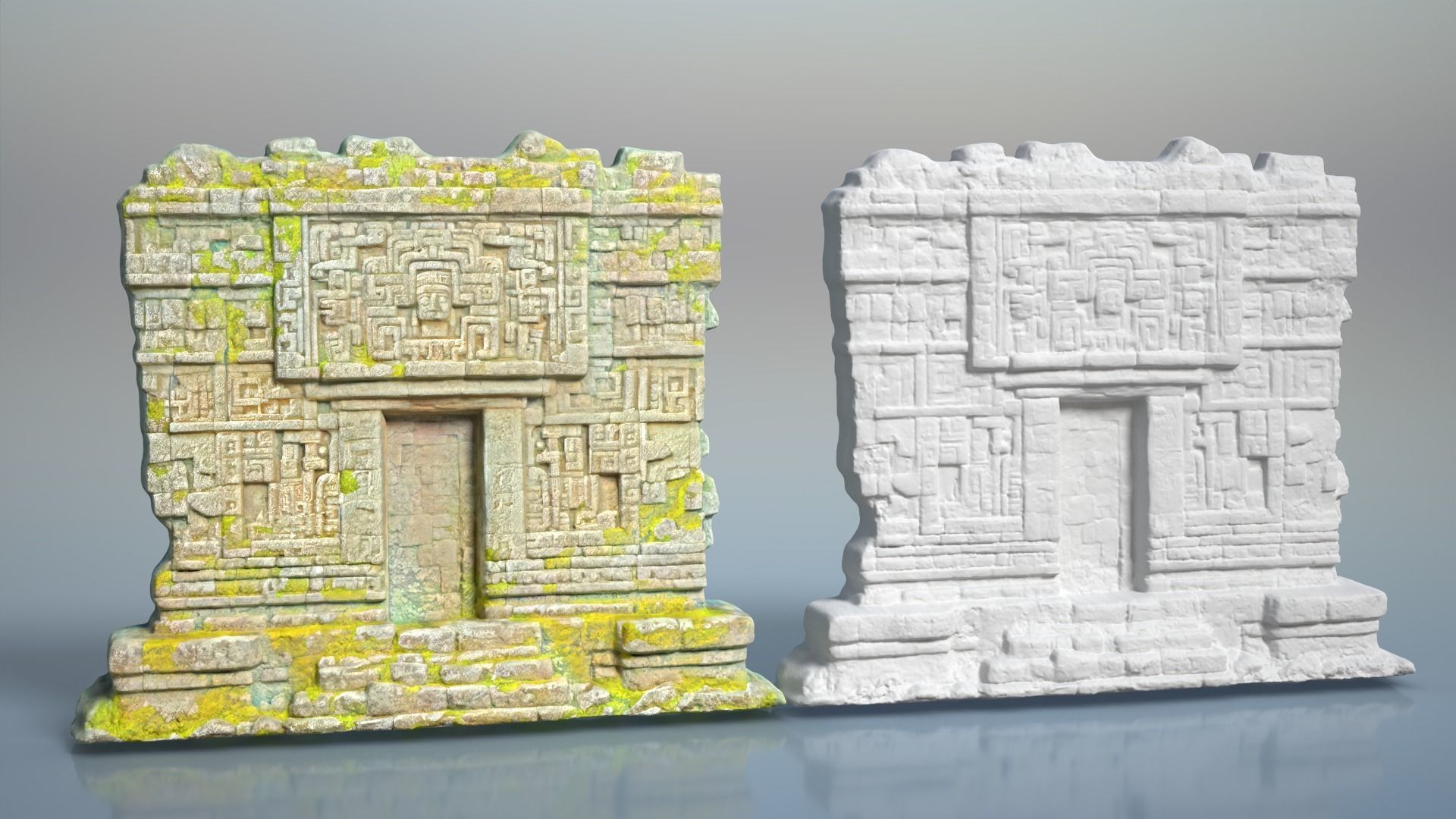High poly ruin Mayan Temple Walls - 240712 3D model_9