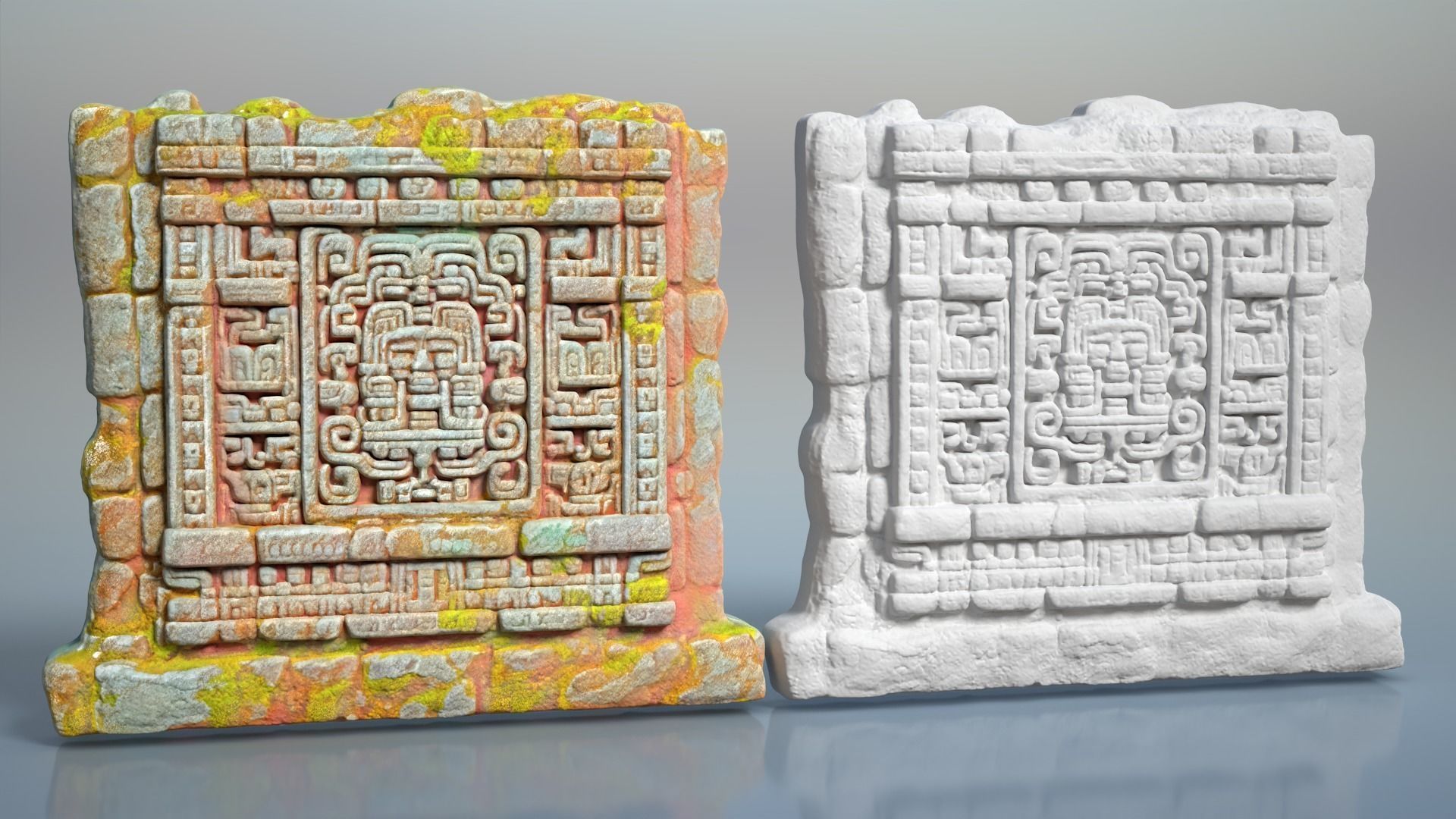 High poly ruin Mayan Temple Walls - 240712 3D model_11
