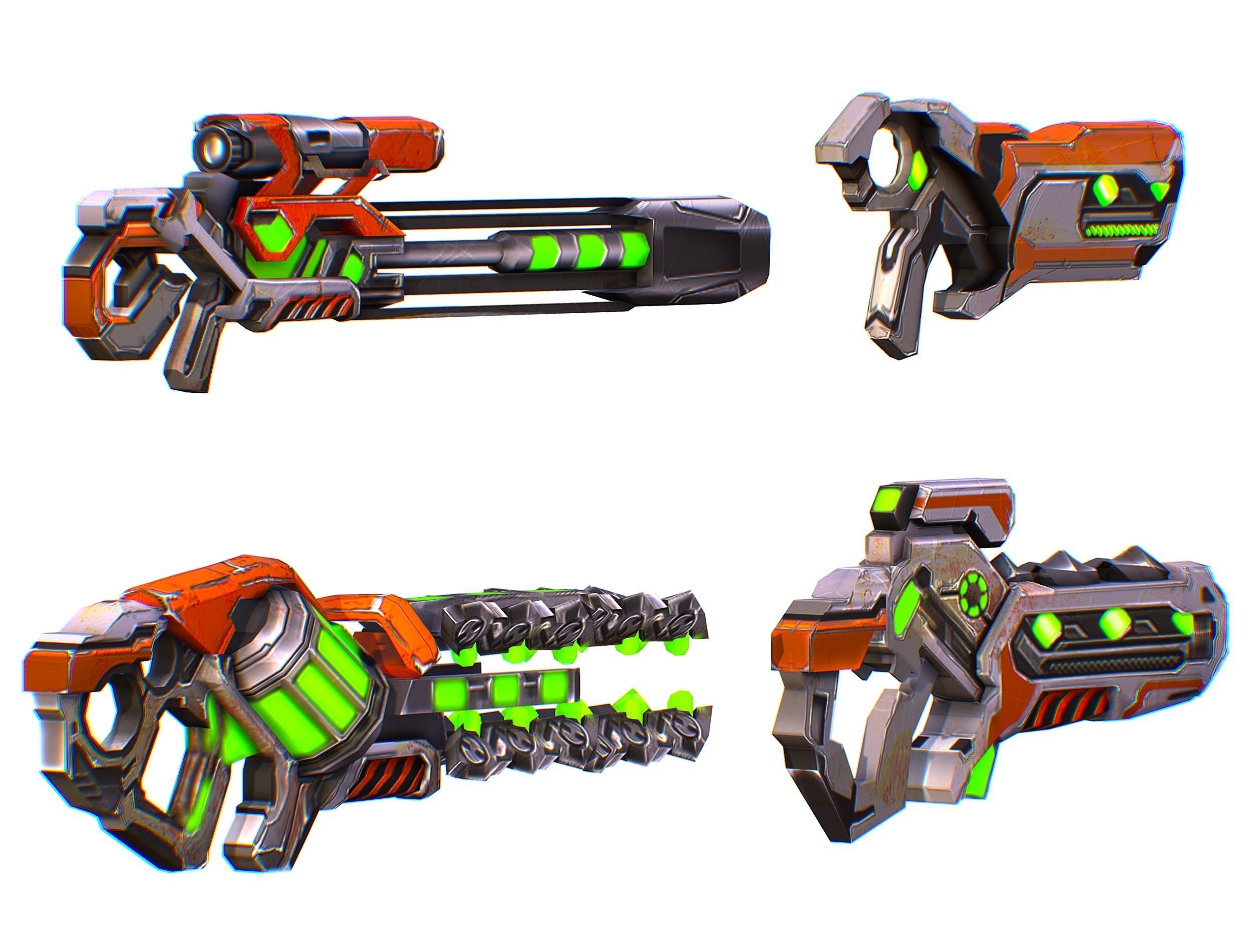 Weapons Set 4 Gun Pistol Assault rifle Sniper rifle machine gun 3D Model Collection_7