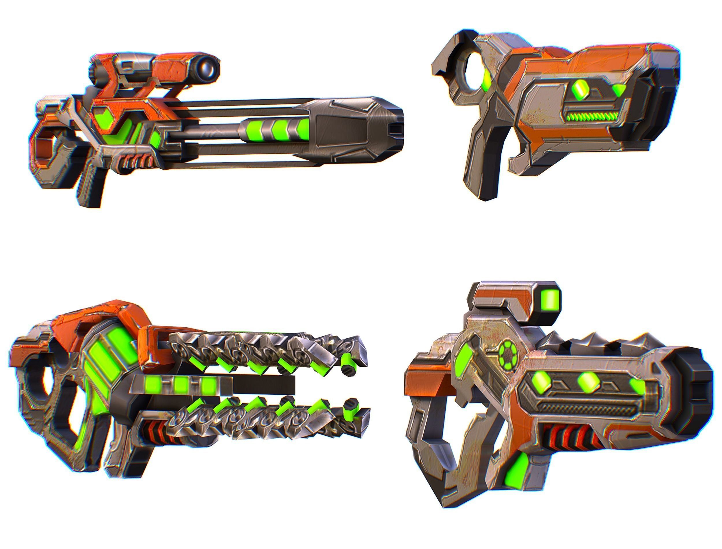 Weapons Set 4 Gun Pistol Assault rifle Sniper rifle machine gun 3D Model Collection_25