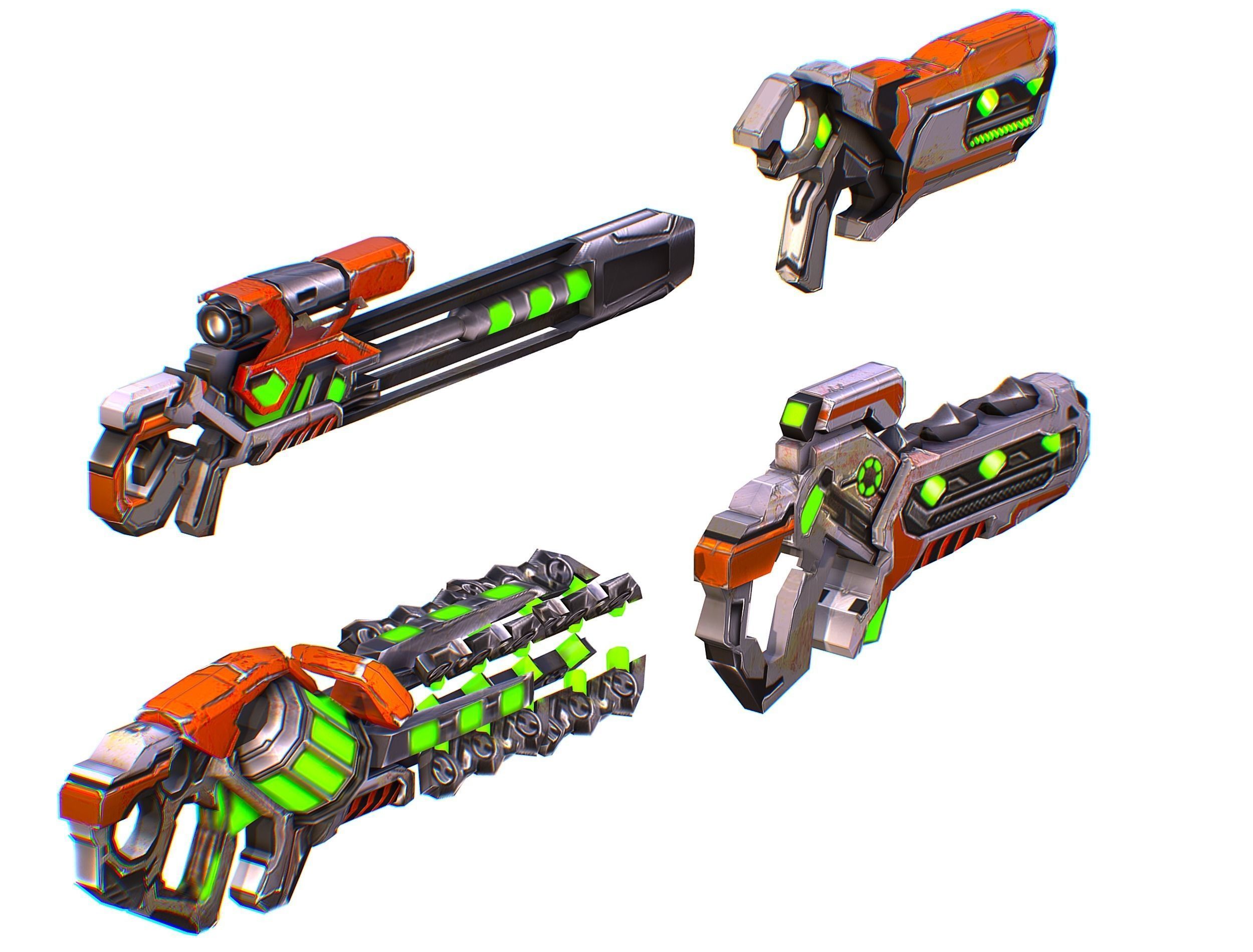 Weapons Set 4 Gun Pistol Assault rifle Sniper rifle machine gun 3D Model Collection_31