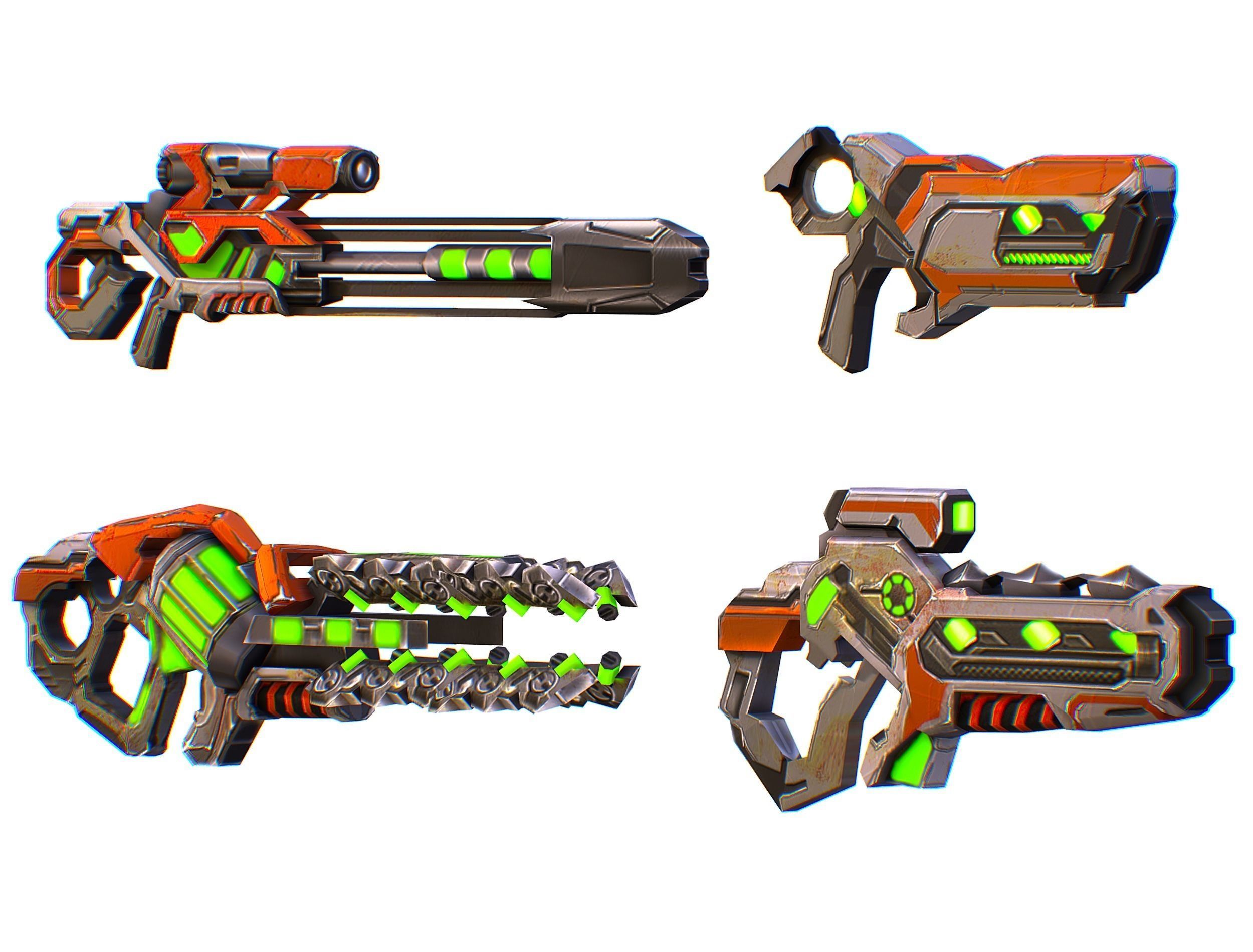 Weapons Set 4 Gun Pistol Assault rifle Sniper rifle machine gun 3D Model Collection_26