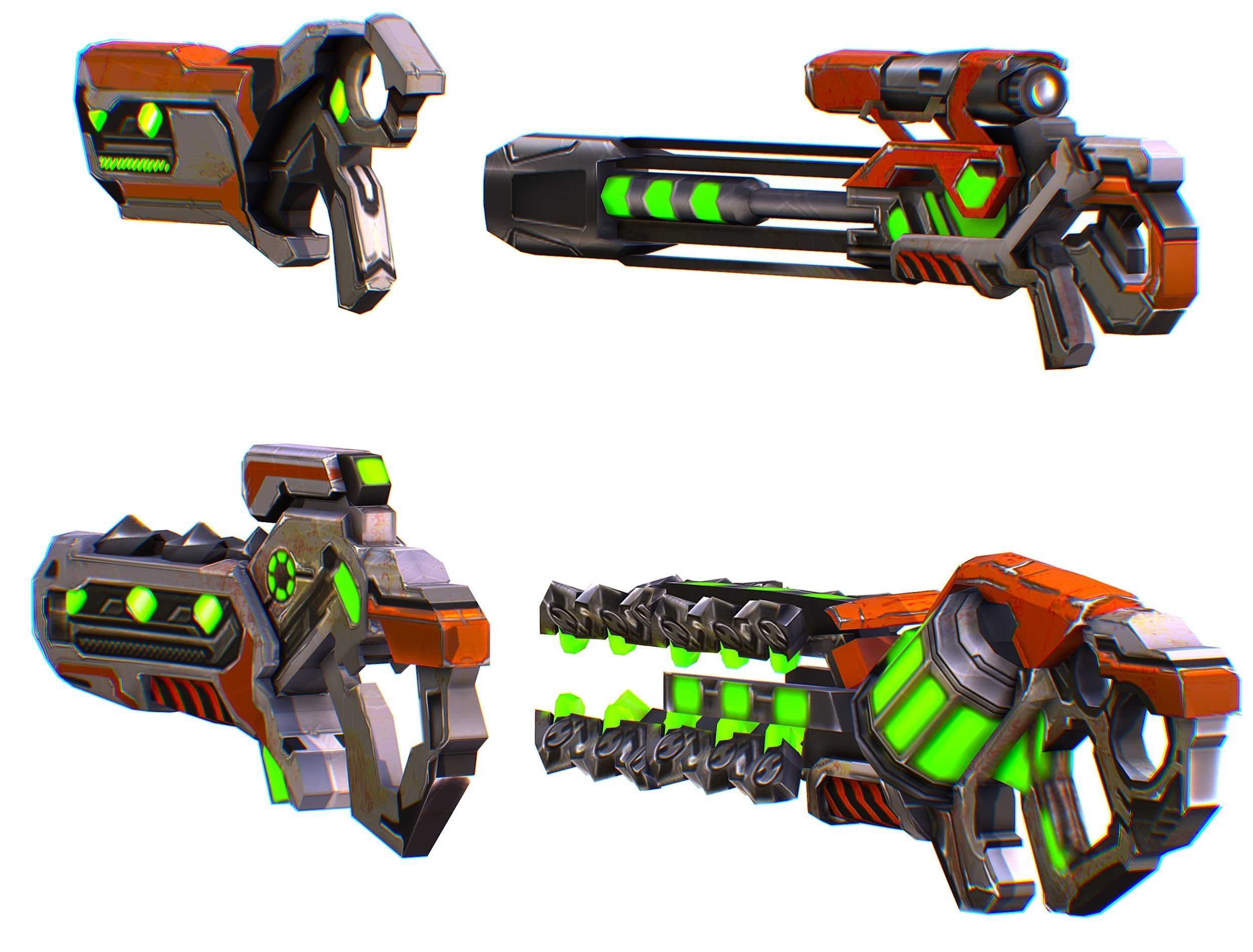 Weapons Set 4 Gun Pistol Assault rifle Sniper rifle machine gun 3D Model Collection_12