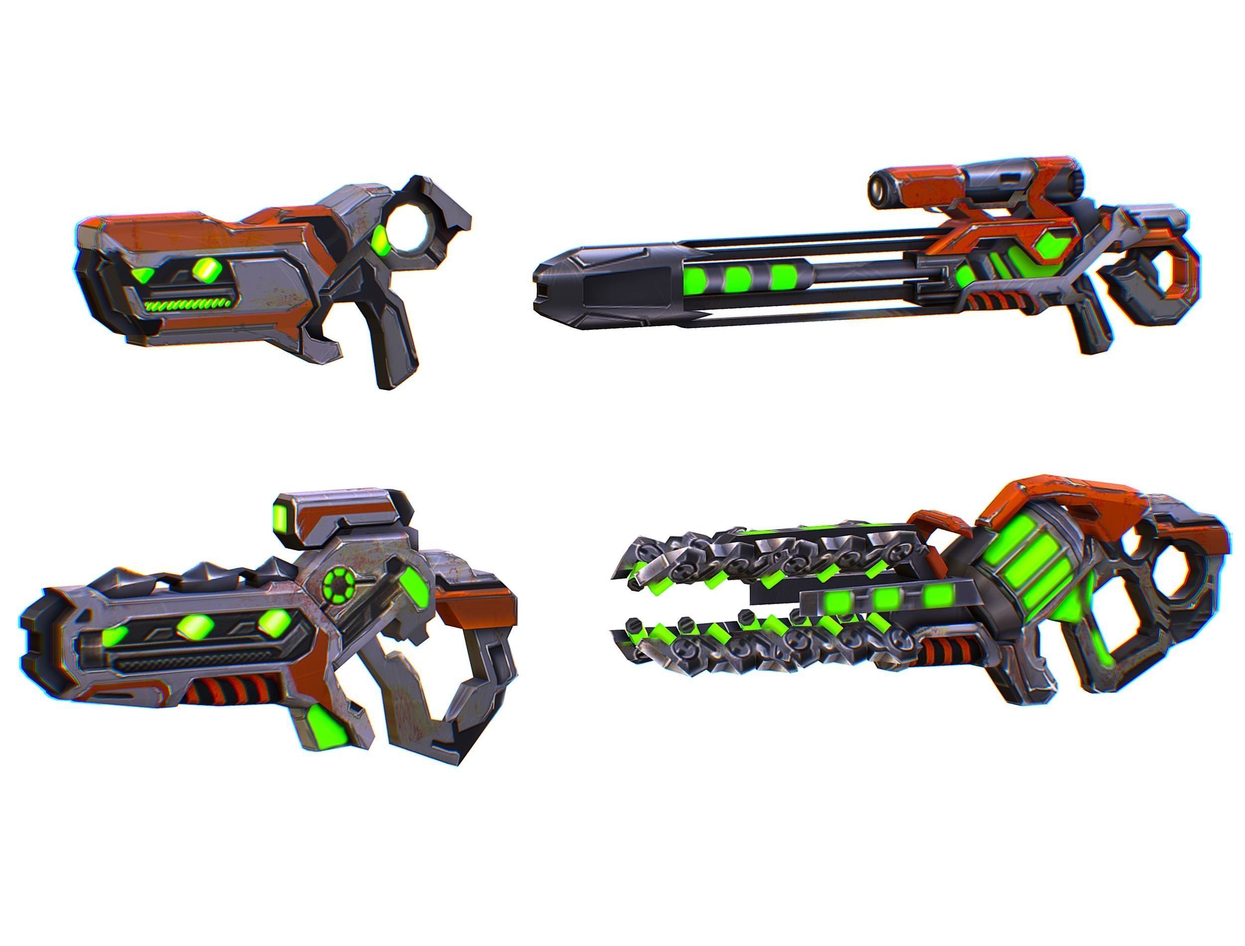 Weapons Set 4 Gun Pistol Assault rifle Sniper rifle machine gun 3D Model Collection_18