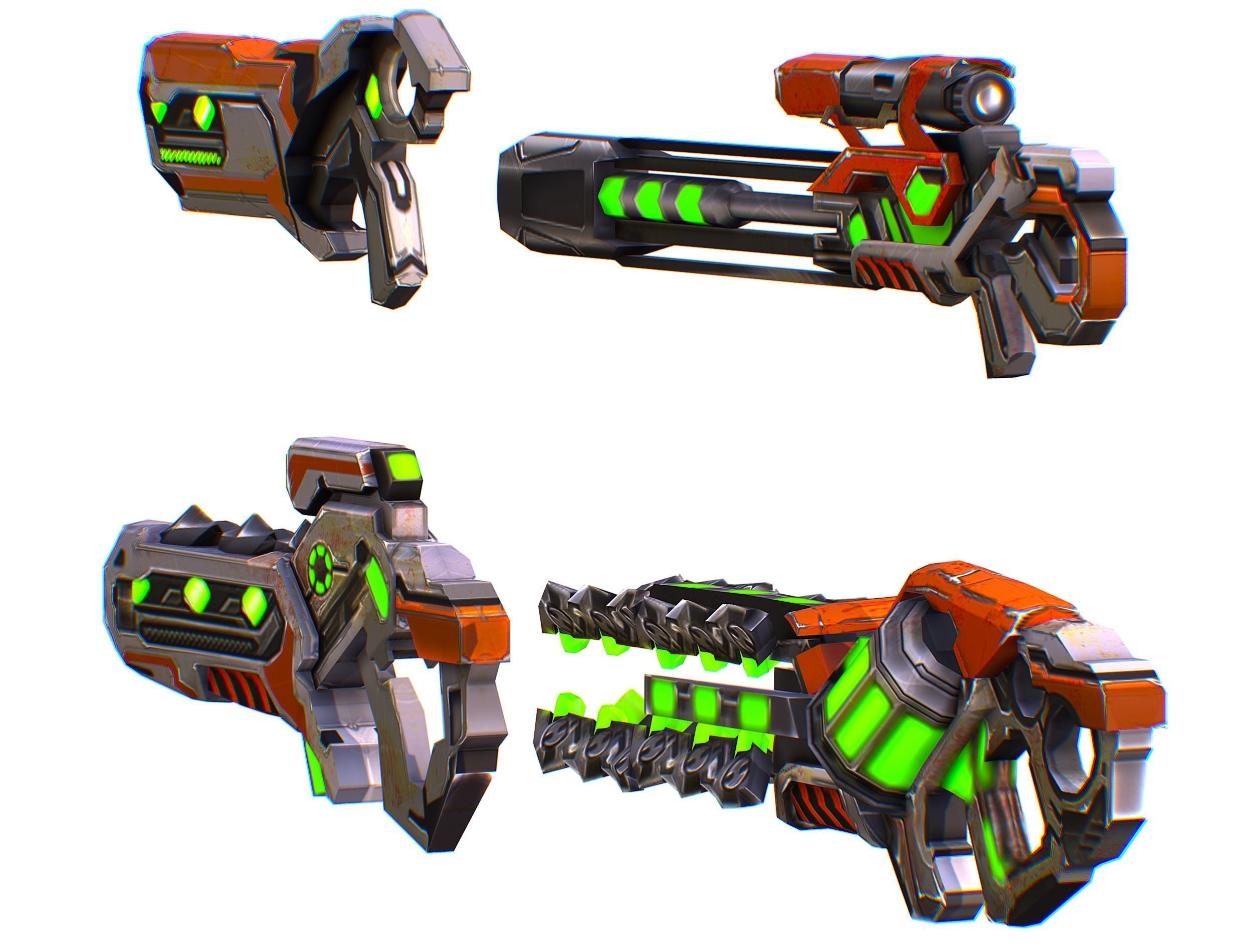 Weapons Set 4 Gun Pistol Assault rifle Sniper rifle machine gun 3D Model Collection_11