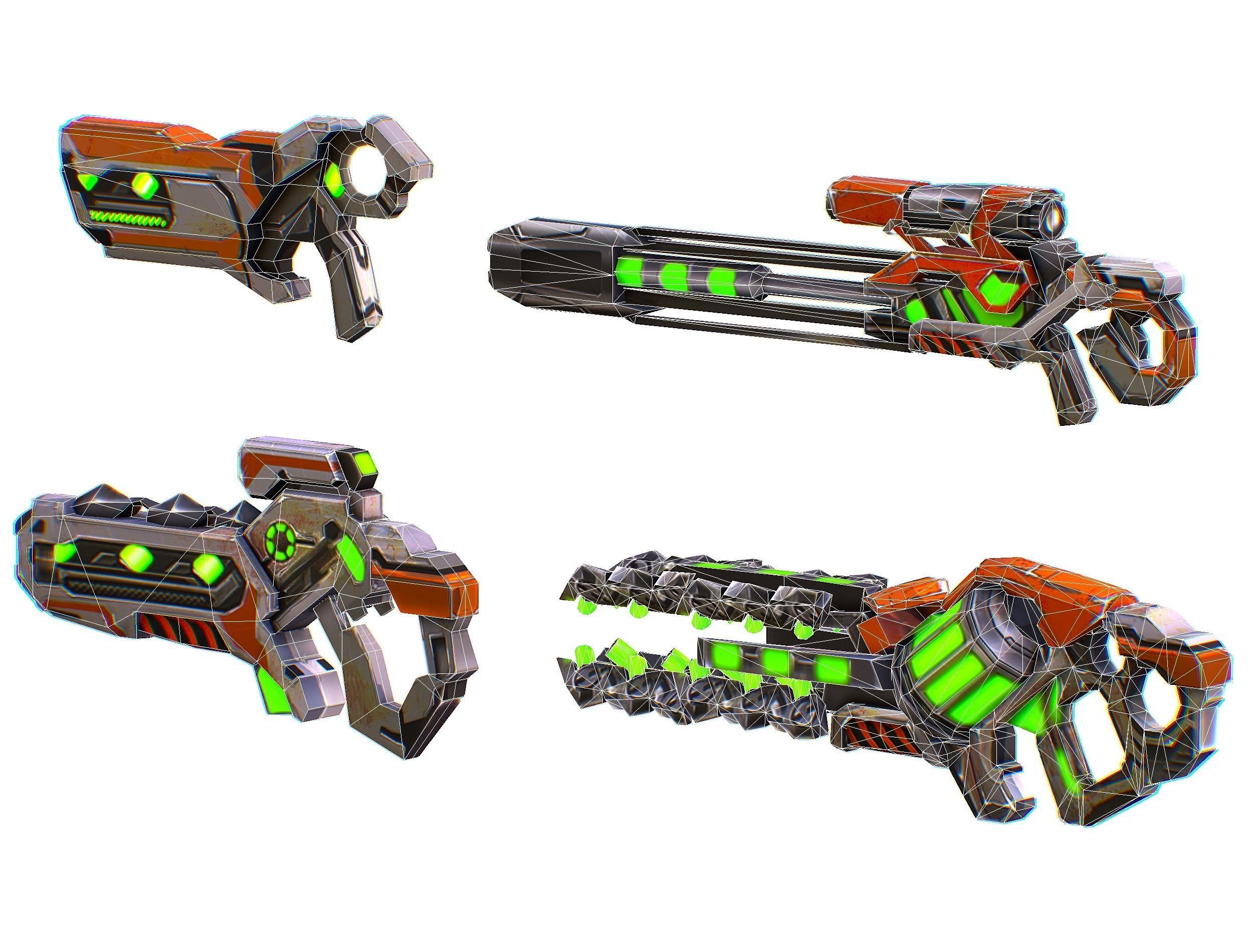 Weapons Set 4 Gun Pistol Assault rifle Sniper rifle machine gun 3D Model Collection_40