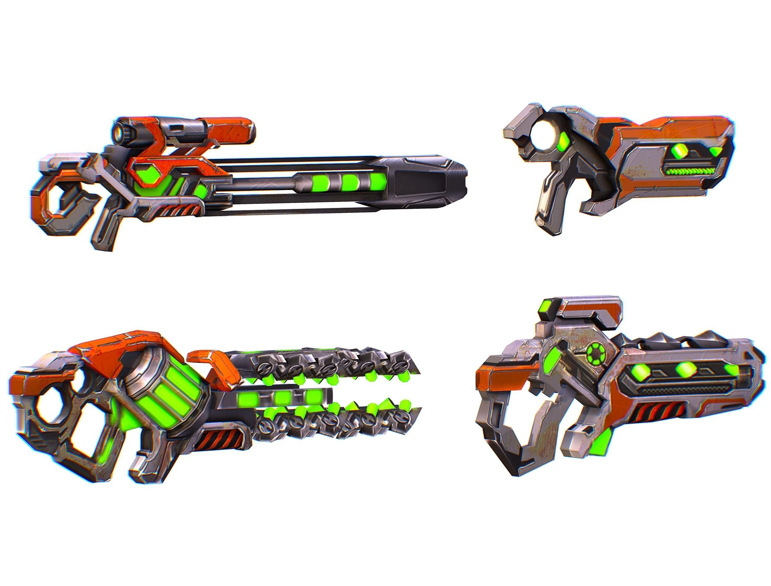 Weapons Set 4 Gun Pistol Assault rifle Sniper rifle machine gun 3D Model Collection_5