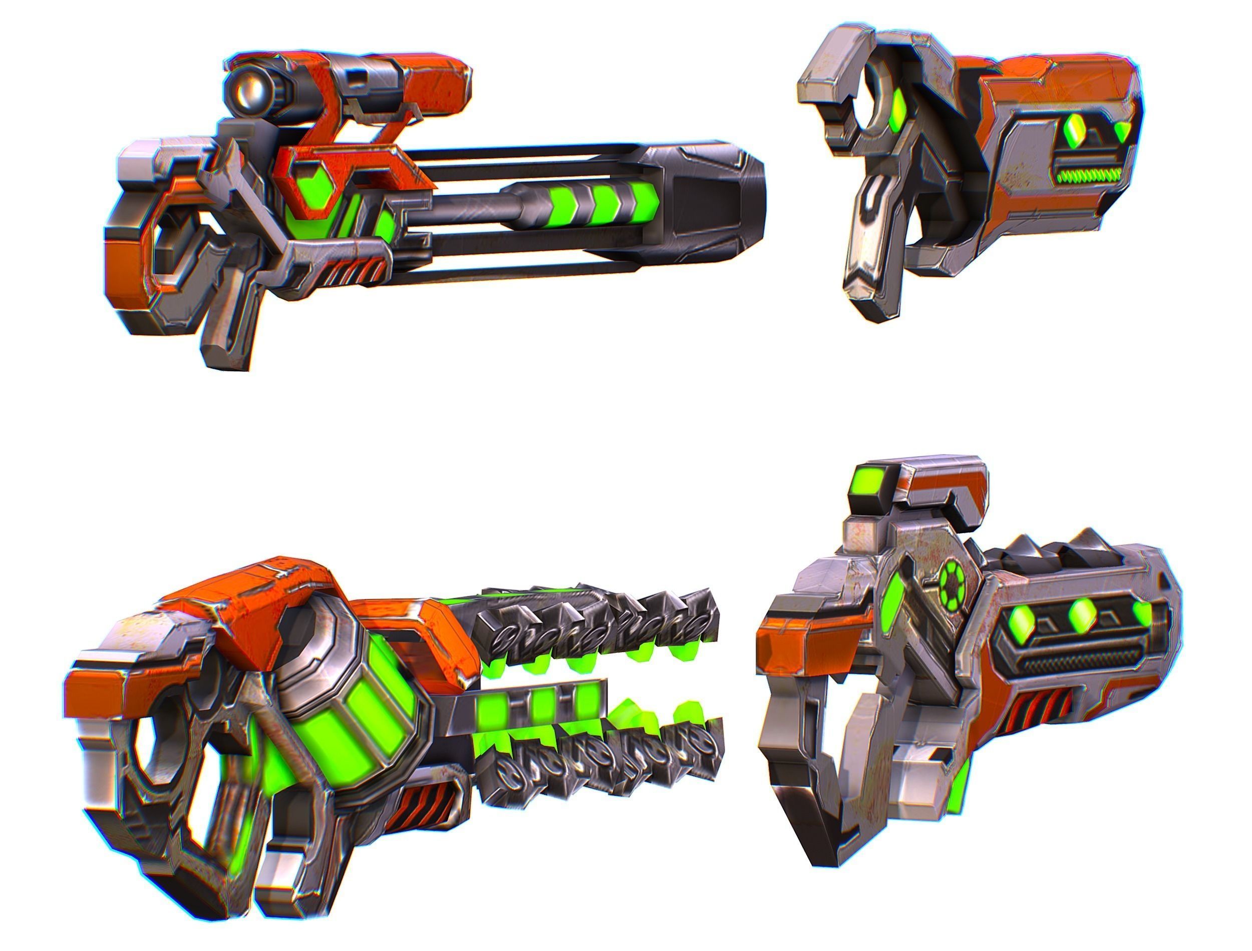 Weapons Set 4 Gun Pistol Assault rifle Sniper rifle machine gun 3D Model Collection_8