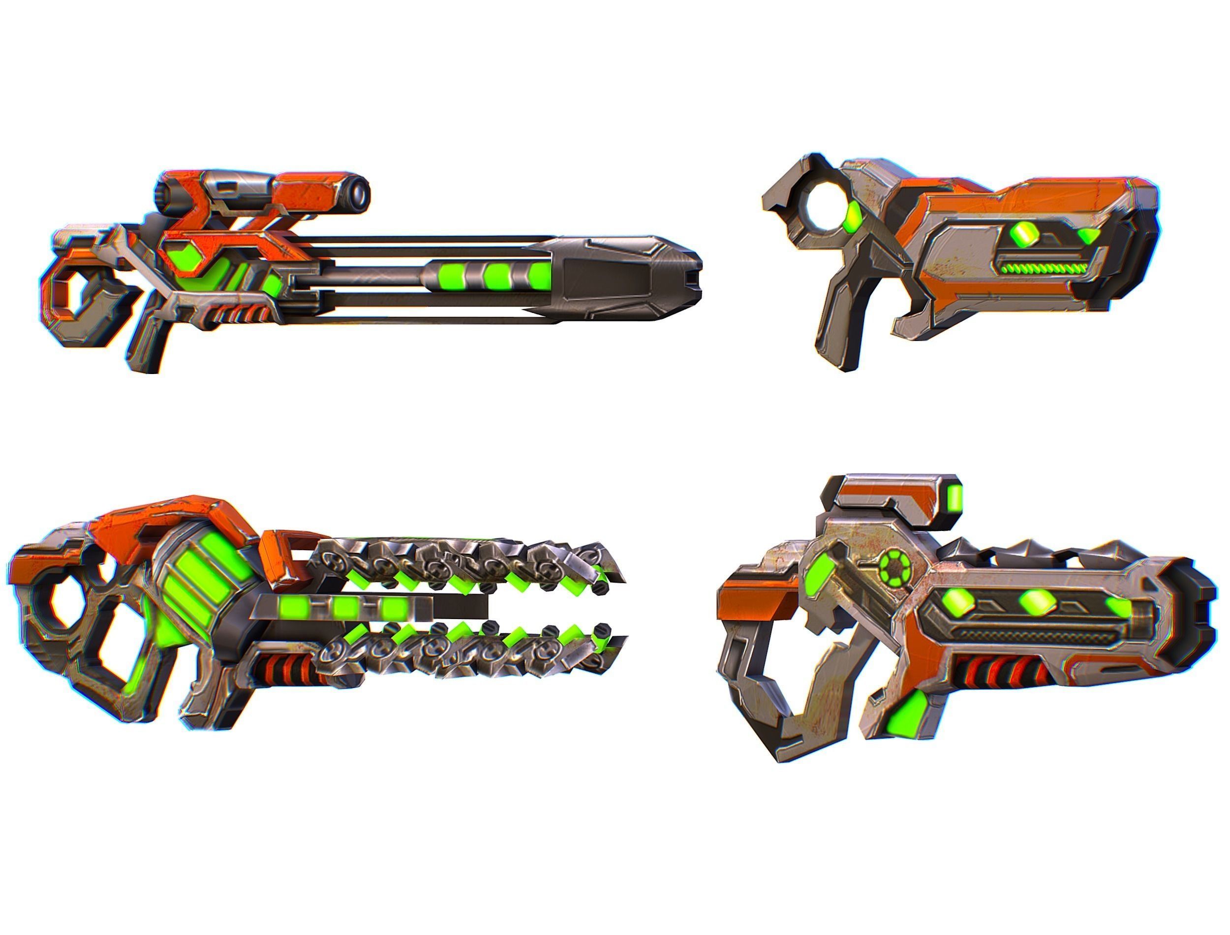 Weapons Set 4 Gun Pistol Assault rifle Sniper rifle machine gun 3D Model Collection_27