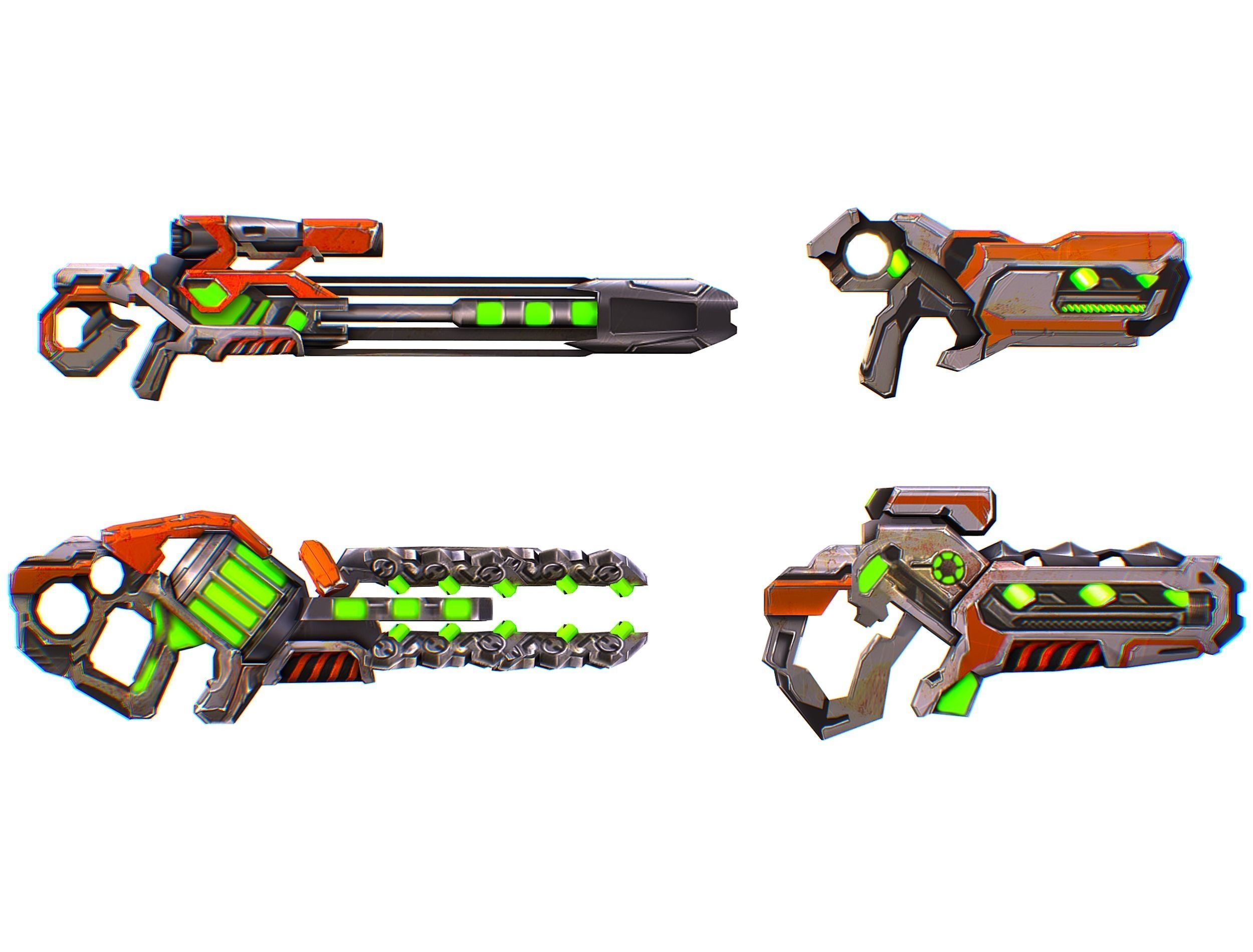 Weapons Set 4 Gun Pistol Assault rifle Sniper rifle machine gun 3D Model Collection_32