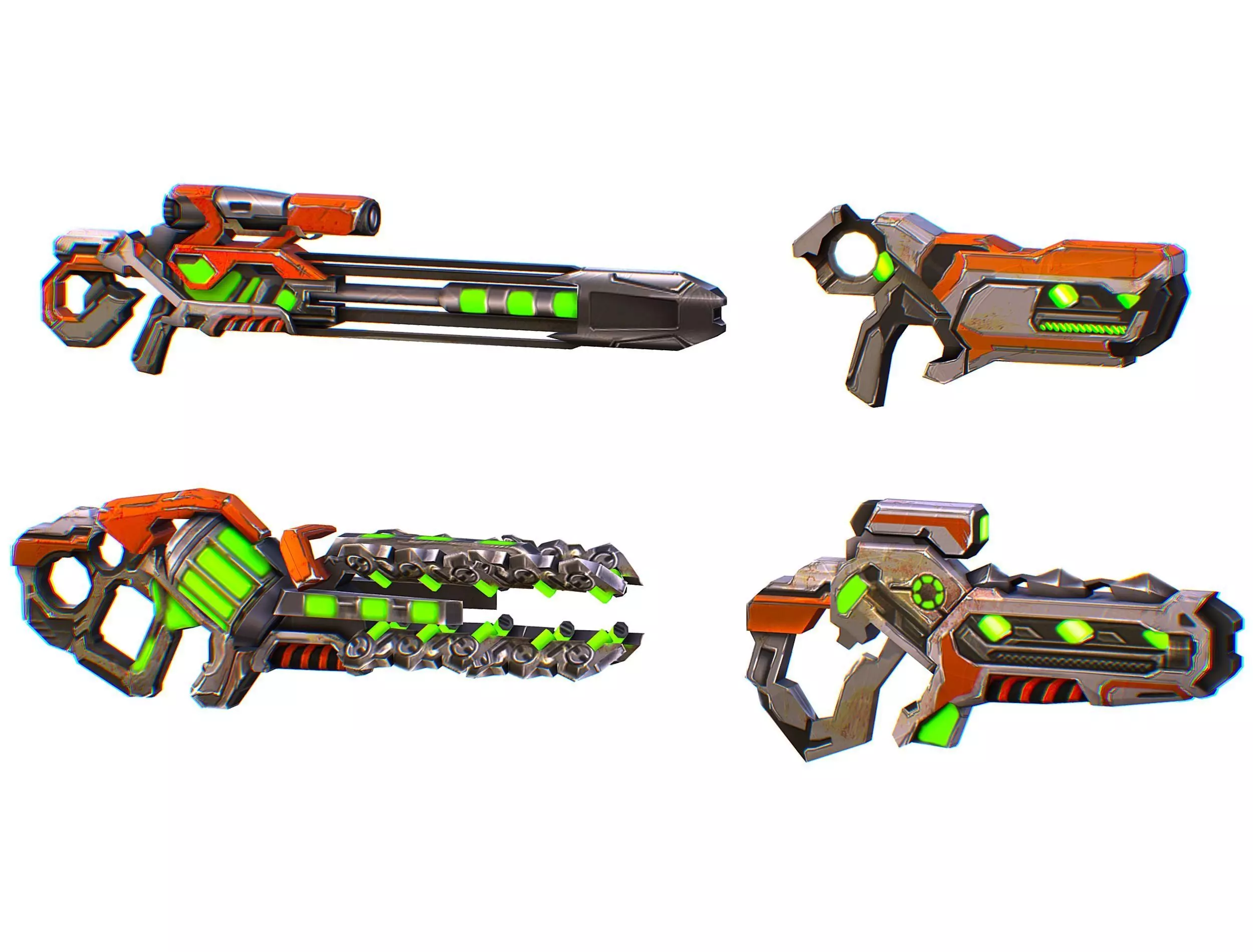 Weapons Set 4 Gun Pistol Assault rifle Sniper rifle machine gun 3D Model Collection_0