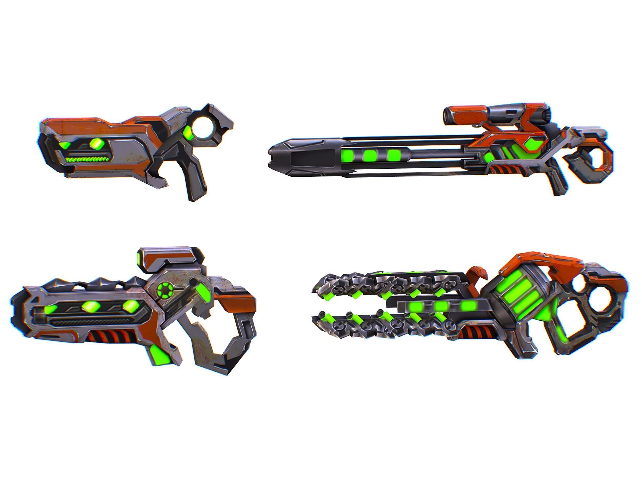 Weapons Set 4 Gun Pistol Assault rifle Sniper rifle machine gun 3D Model Collection_17