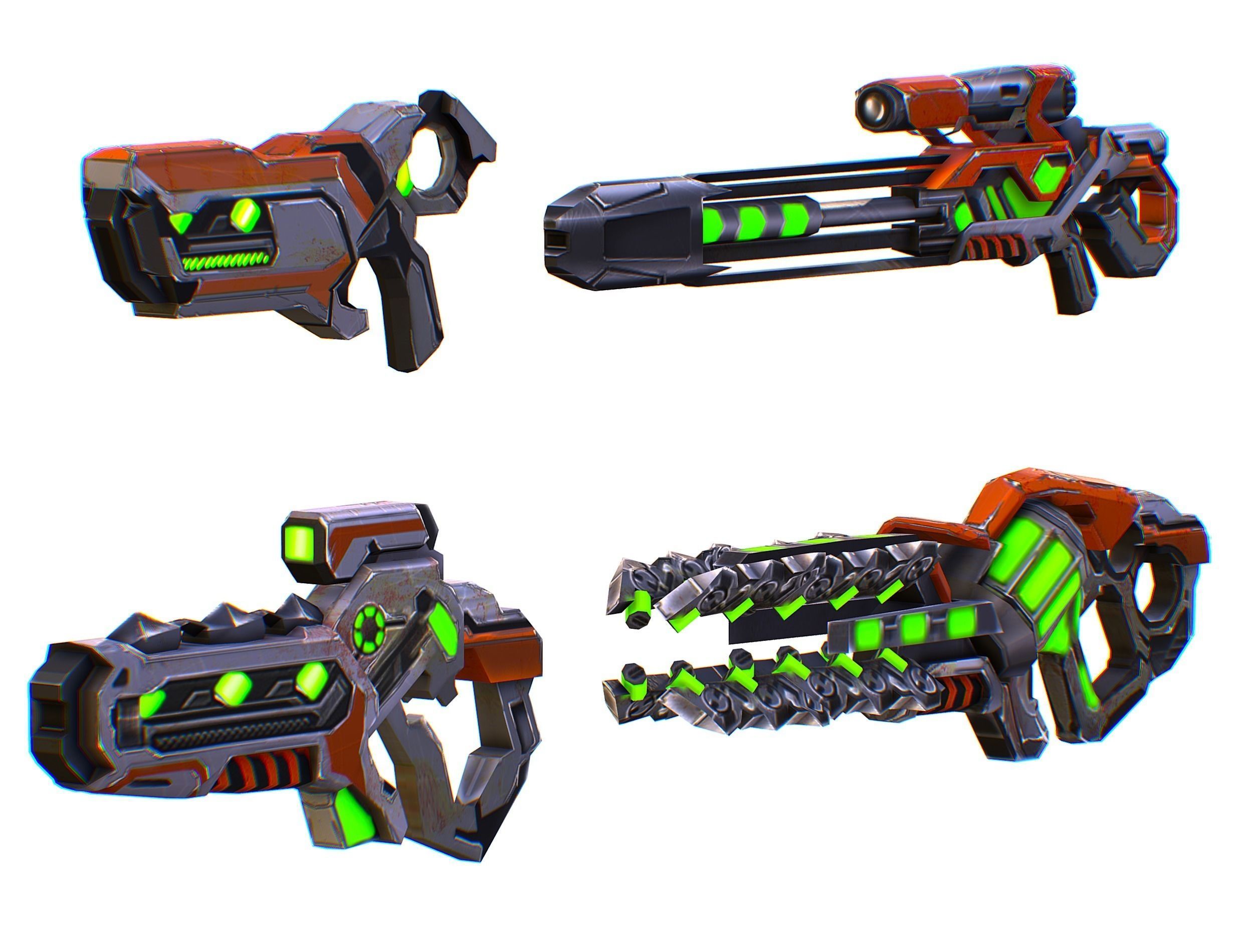 Weapons Set 4 Gun Pistol Assault rifle Sniper rifle machine gun 3D Model Collection_20