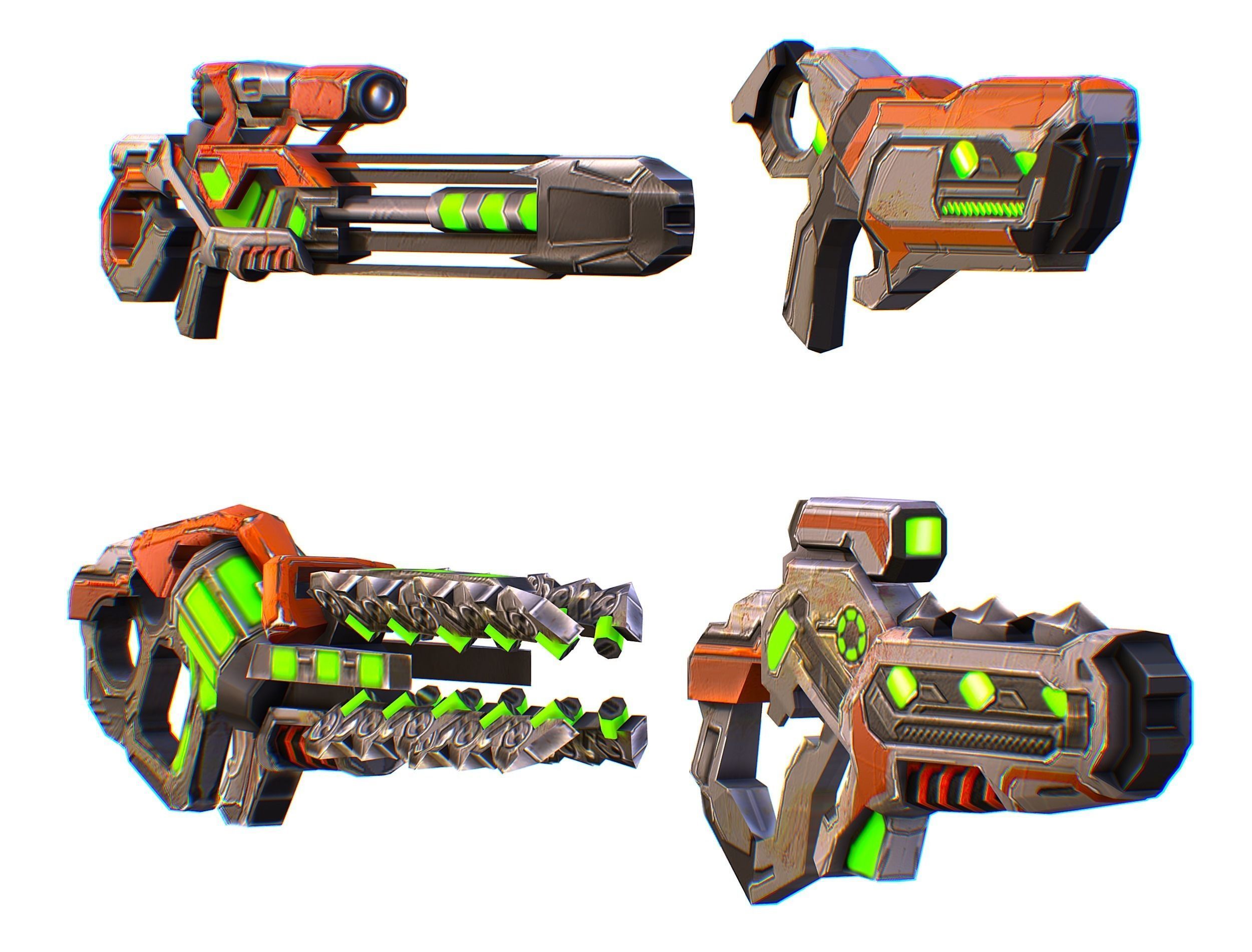 Weapons Set 4 Gun Pistol Assault rifle Sniper rifle machine gun 3D Model Collection_24