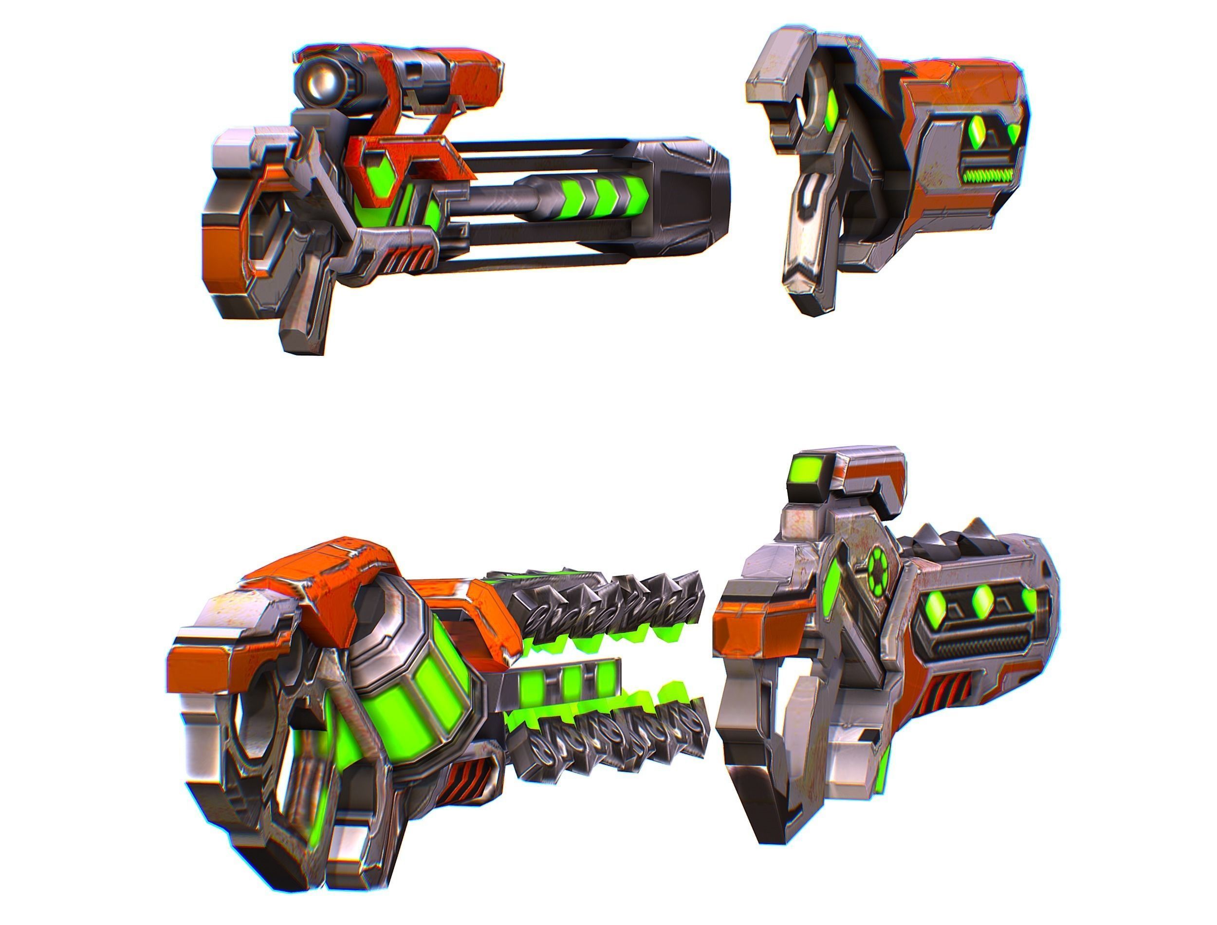 Weapons Set 4 Gun Pistol Assault rifle Sniper rifle machine gun 3D Model Collection_9