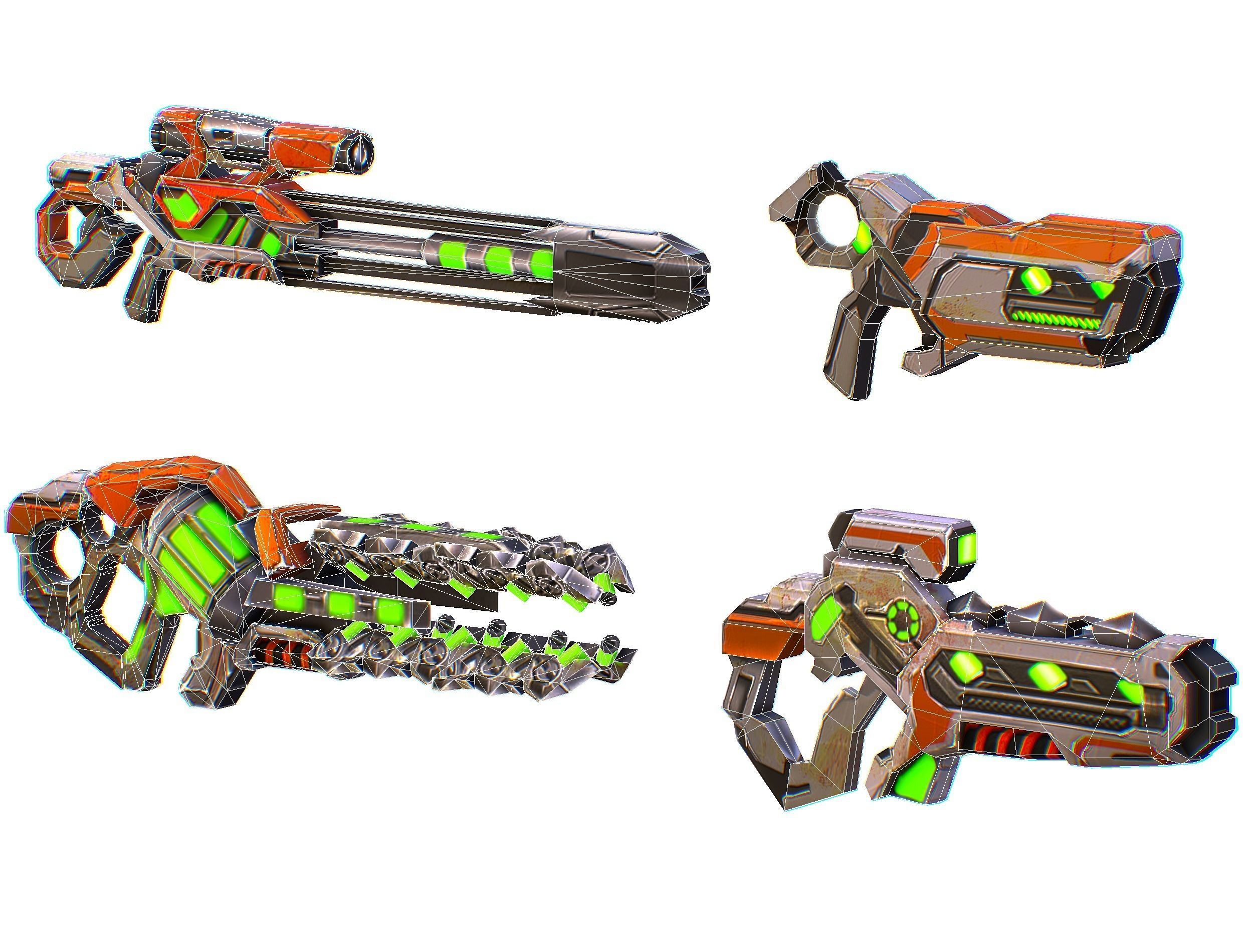 Weapons Set 4 Gun Pistol Assault rifle Sniper rifle machine gun 3D Model Collection_38