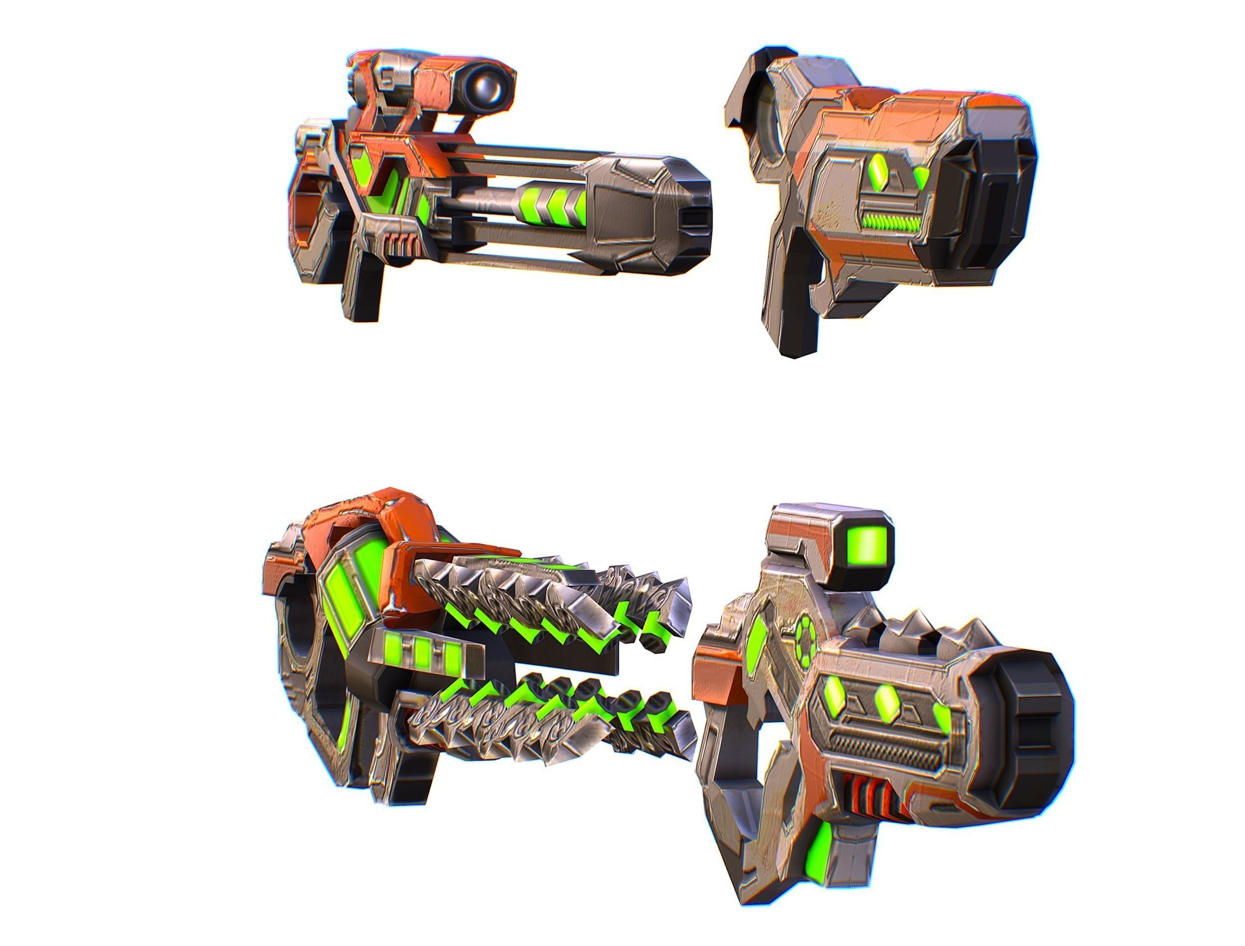 Weapons Set 4 Gun Pistol Assault rifle Sniper rifle machine gun 3D Model Collection_23