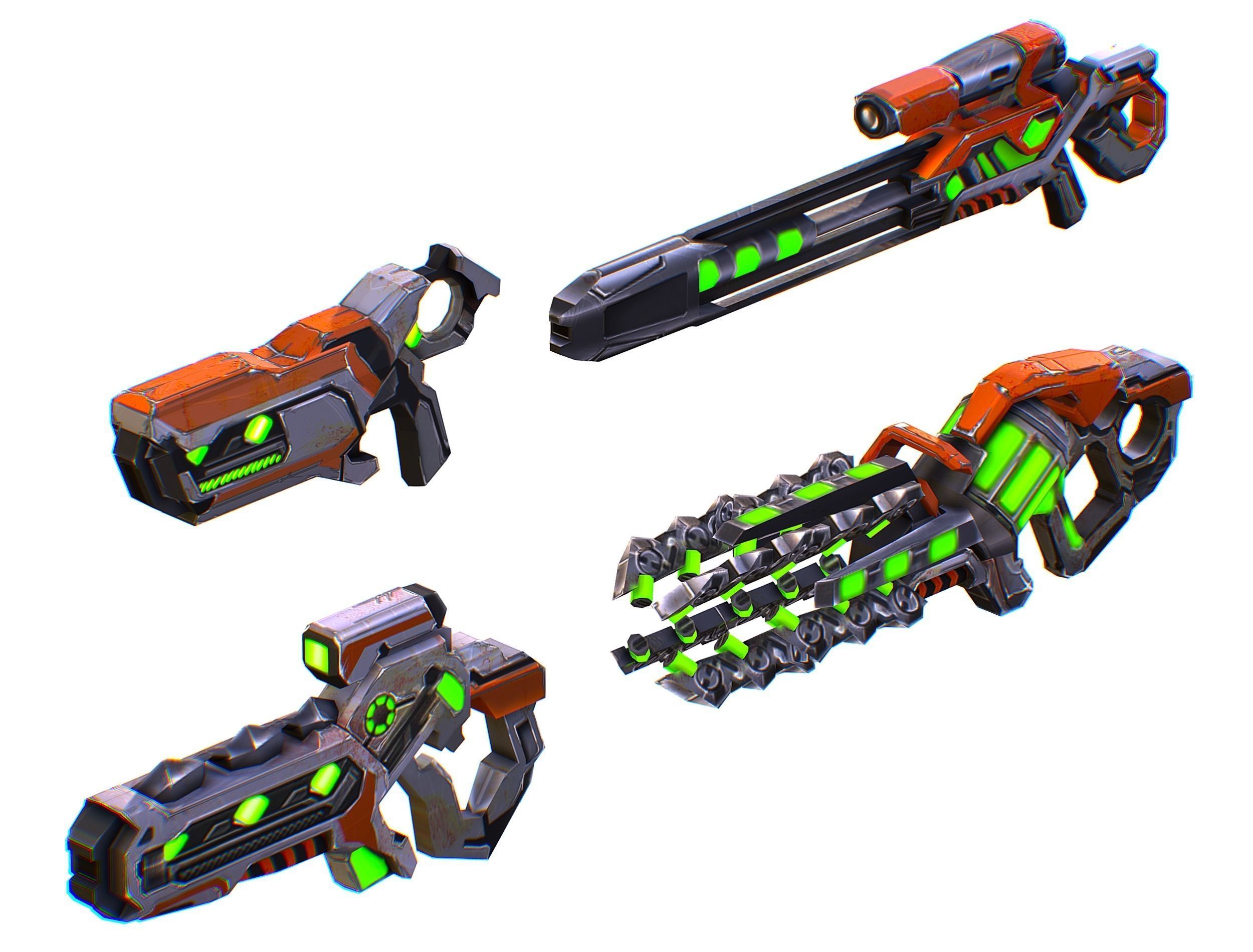 Weapons Set 4 Gun Pistol Assault rifle Sniper rifle machine gun 3D Model Collection_29