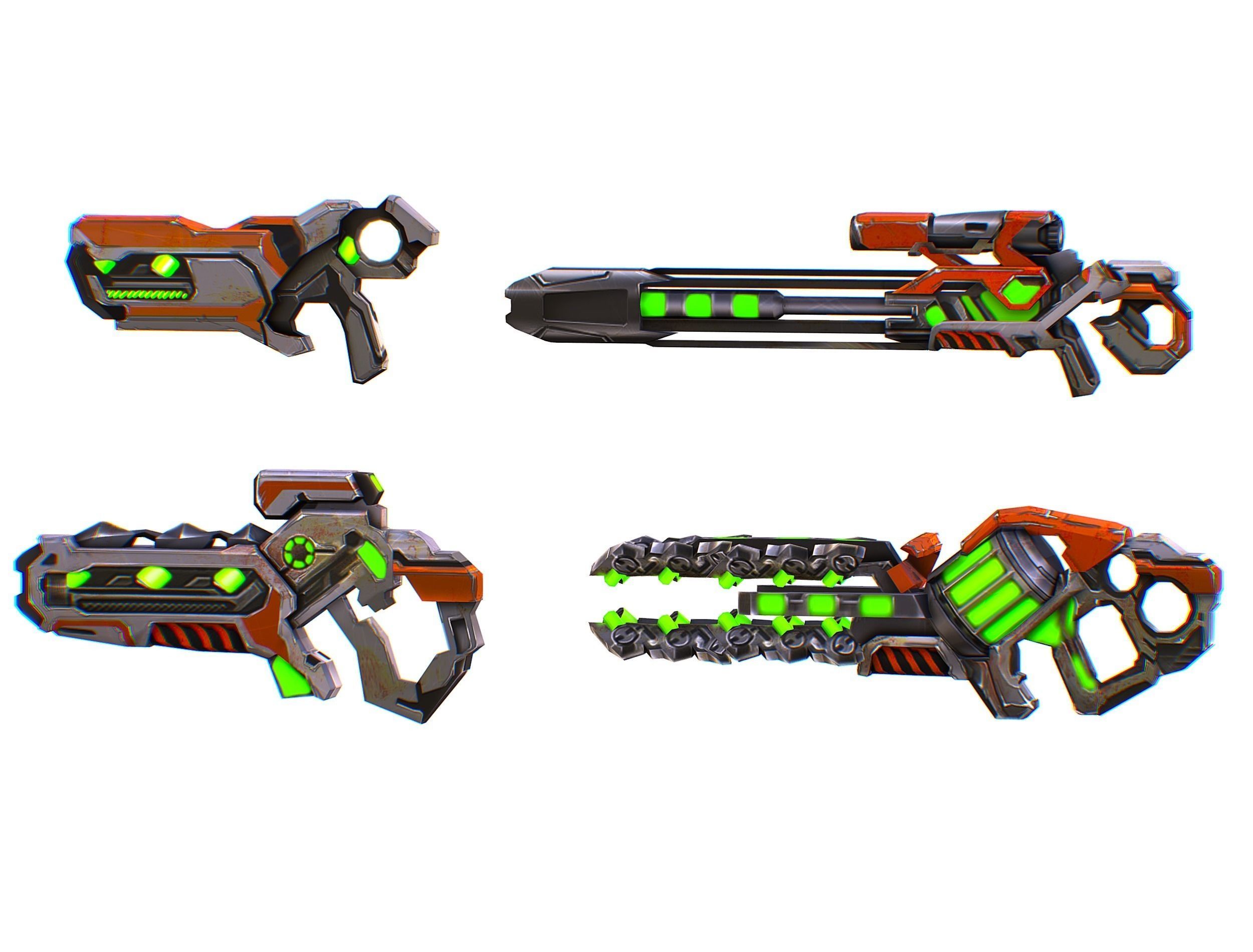 Weapons Set 4 Gun Pistol Assault rifle Sniper rifle machine gun 3D Model Collection_16