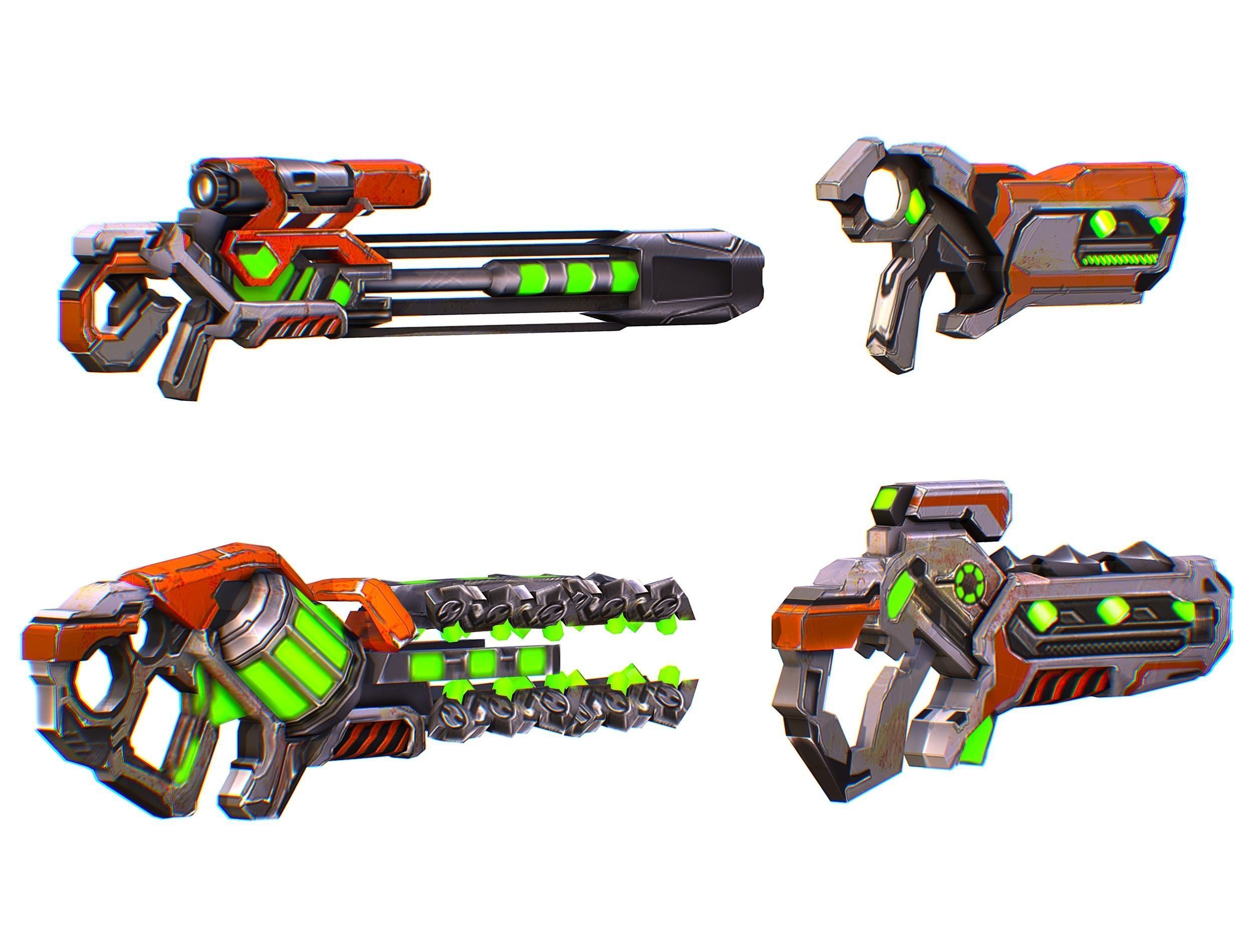 Weapons Set 4 Gun Pistol Assault rifle Sniper rifle machine gun 3D Model Collection_6