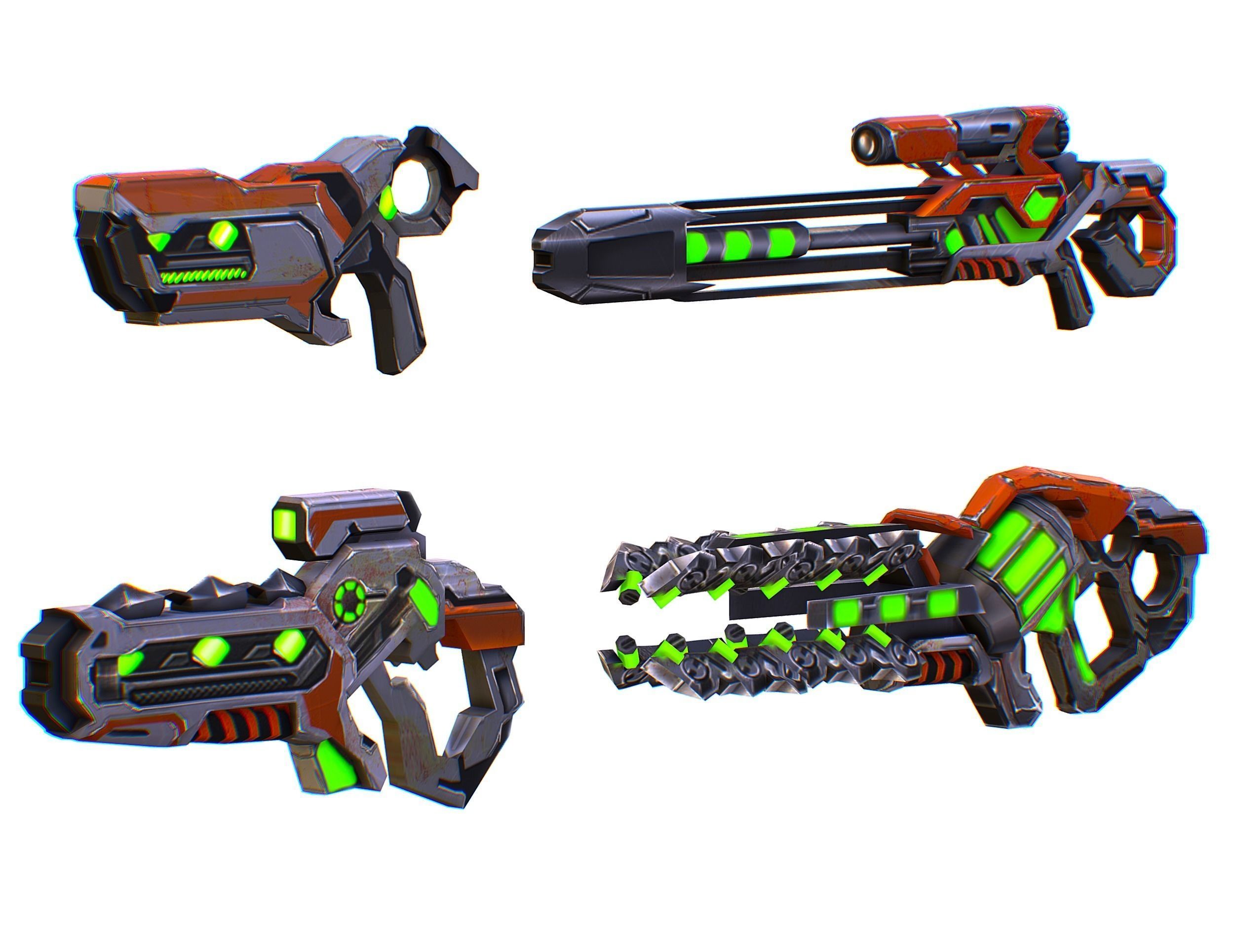 Weapons Set 4 Gun Pistol Assault rifle Sniper rifle machine gun 3D Model Collection_19