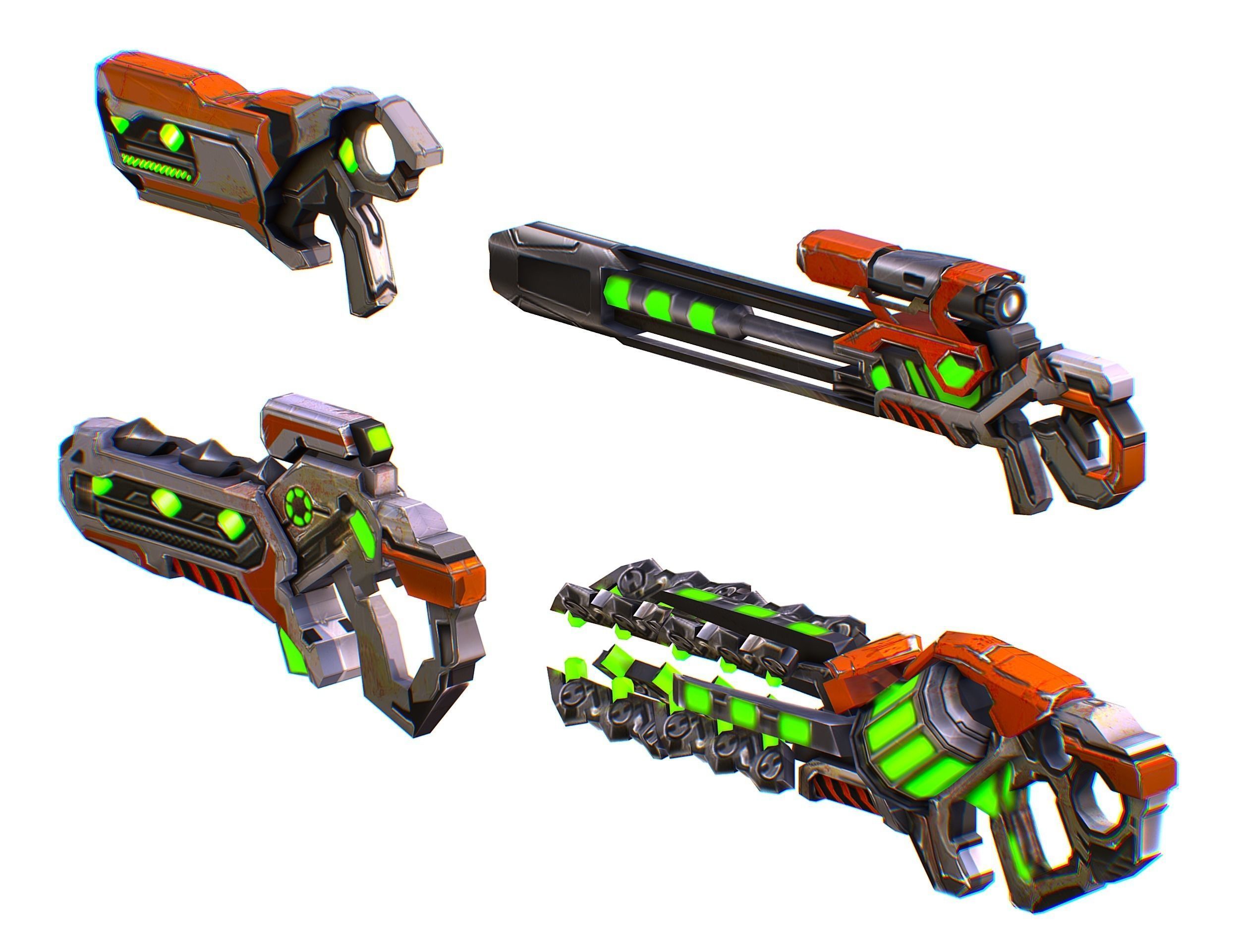 Weapons Set 4 Gun Pistol Assault rifle Sniper rifle machine gun 3D Model Collection_30