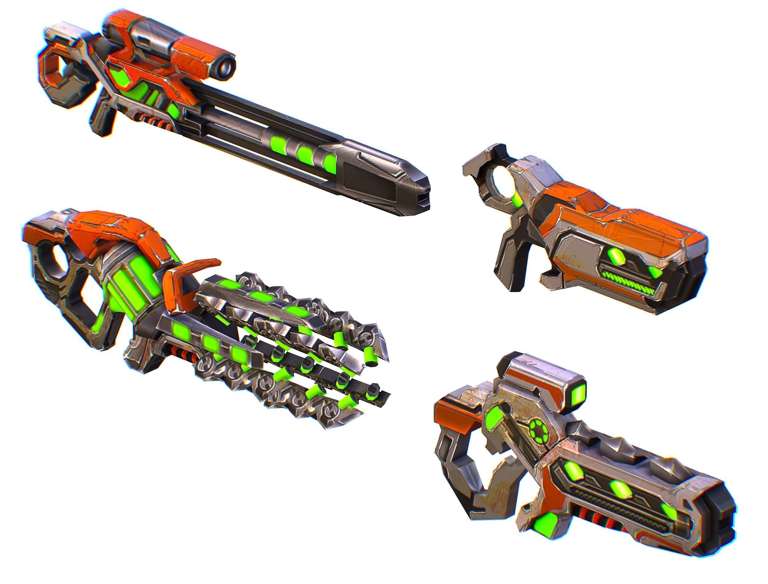 Weapons Set 4 Gun Pistol Assault rifle Sniper rifle machine gun 3D Model Collection_28