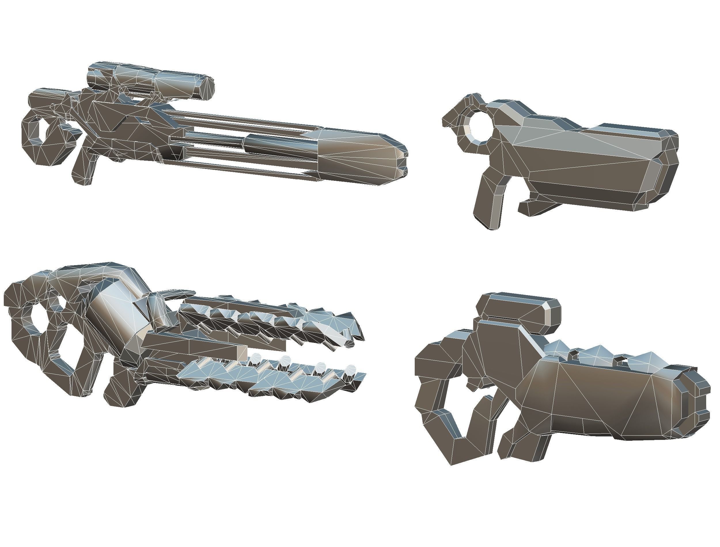 Weapons Set 4 Gun Pistol Assault rifle Sniper rifle machine gun 3D Model Collection_39