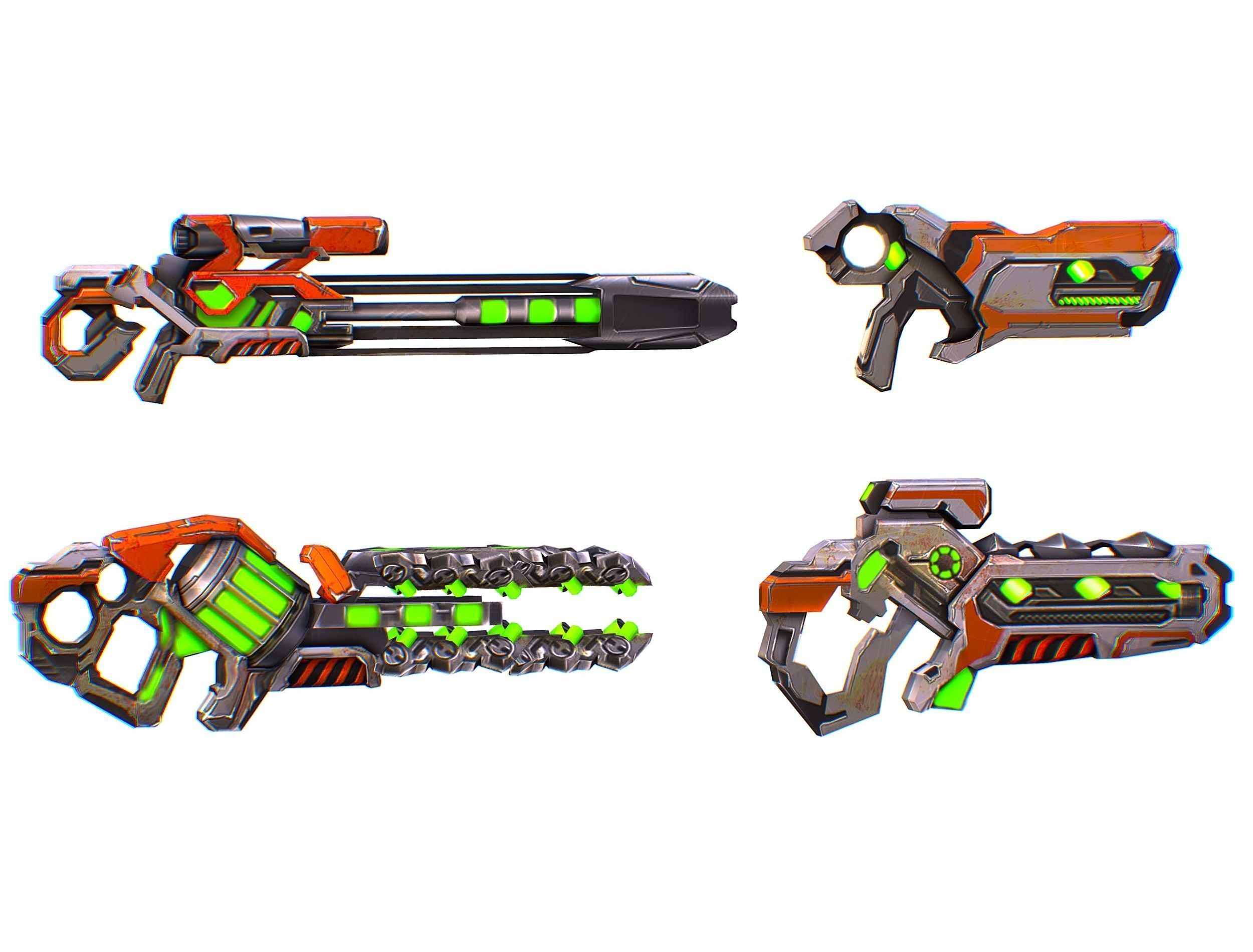 Weapons Set 4 Gun Pistol Assault rifle Sniper rifle machine gun 3D Model Collection_3