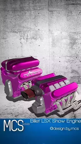 Billet LSX Show Engine with Options 3D print model