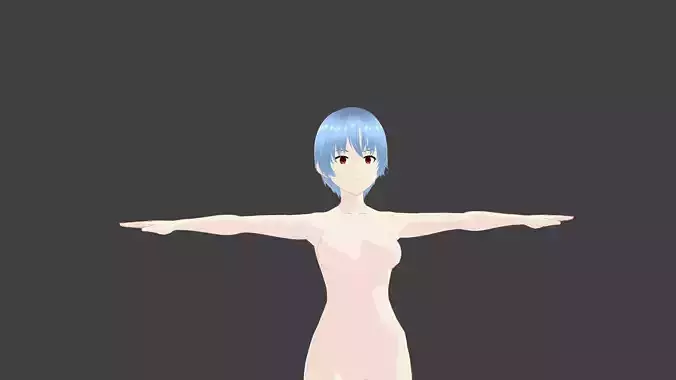 T pose rigged model - Rei Ayanami anime girl 3D model Low-poly 3D model