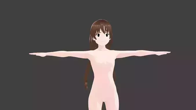 T pose rigged model - Sheeta anime girl 3D model