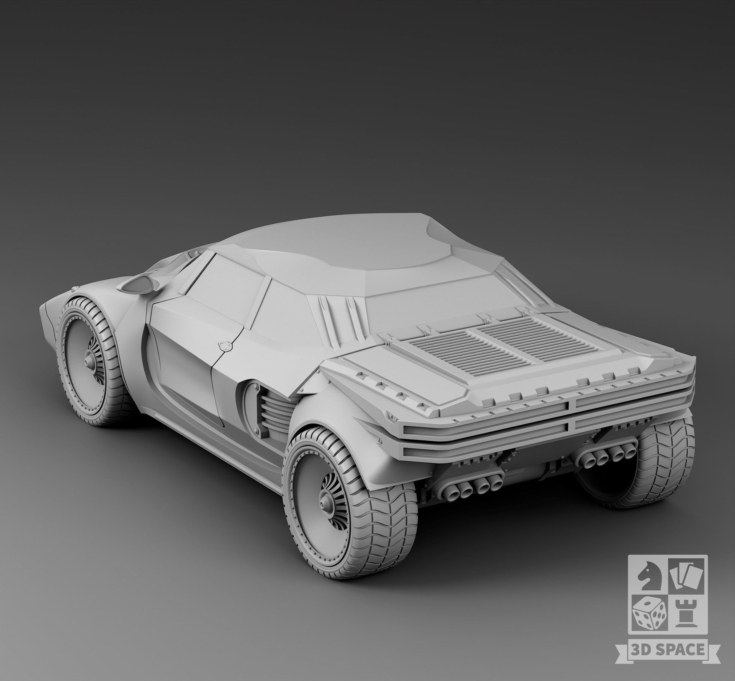 Futuristic sedan 3D print model_1