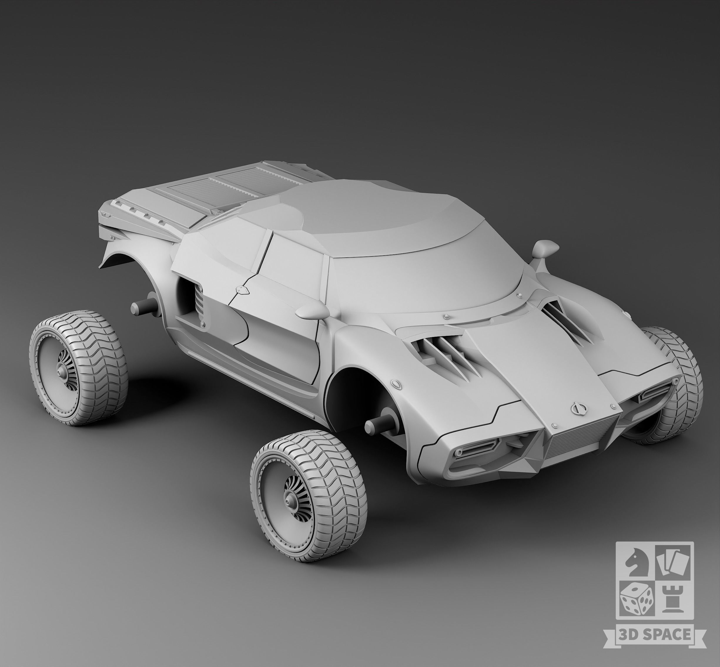 Futuristic sedan 3D print model_3