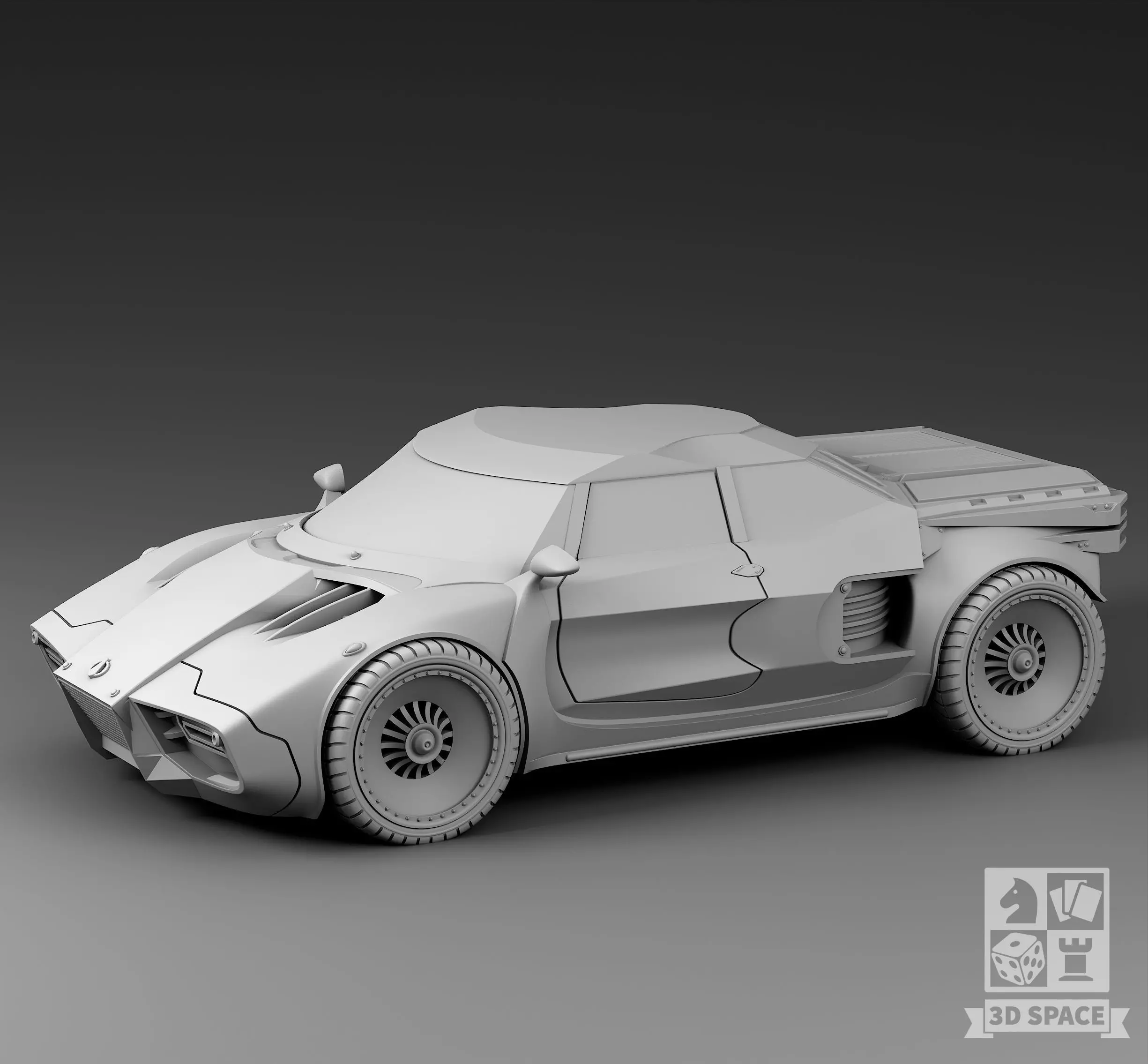 Futuristic sedan 3D print model_0