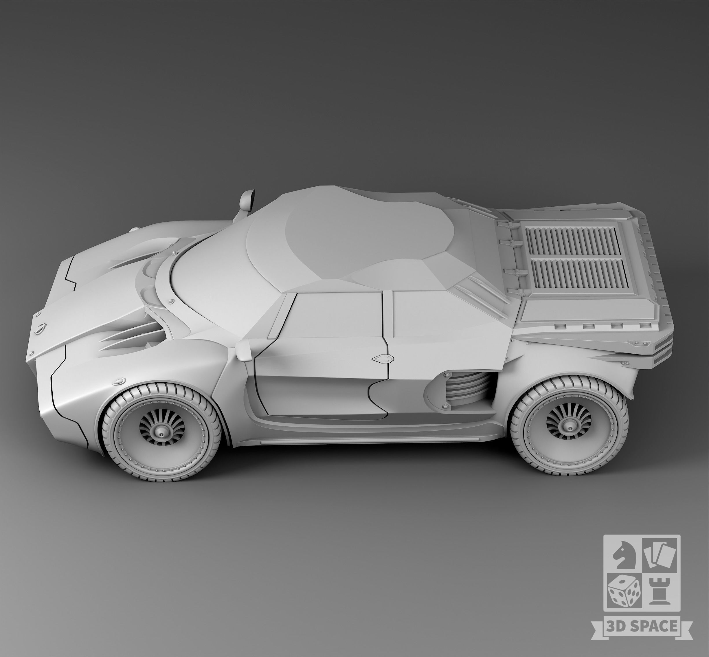 Futuristic sedan 3D print model_2