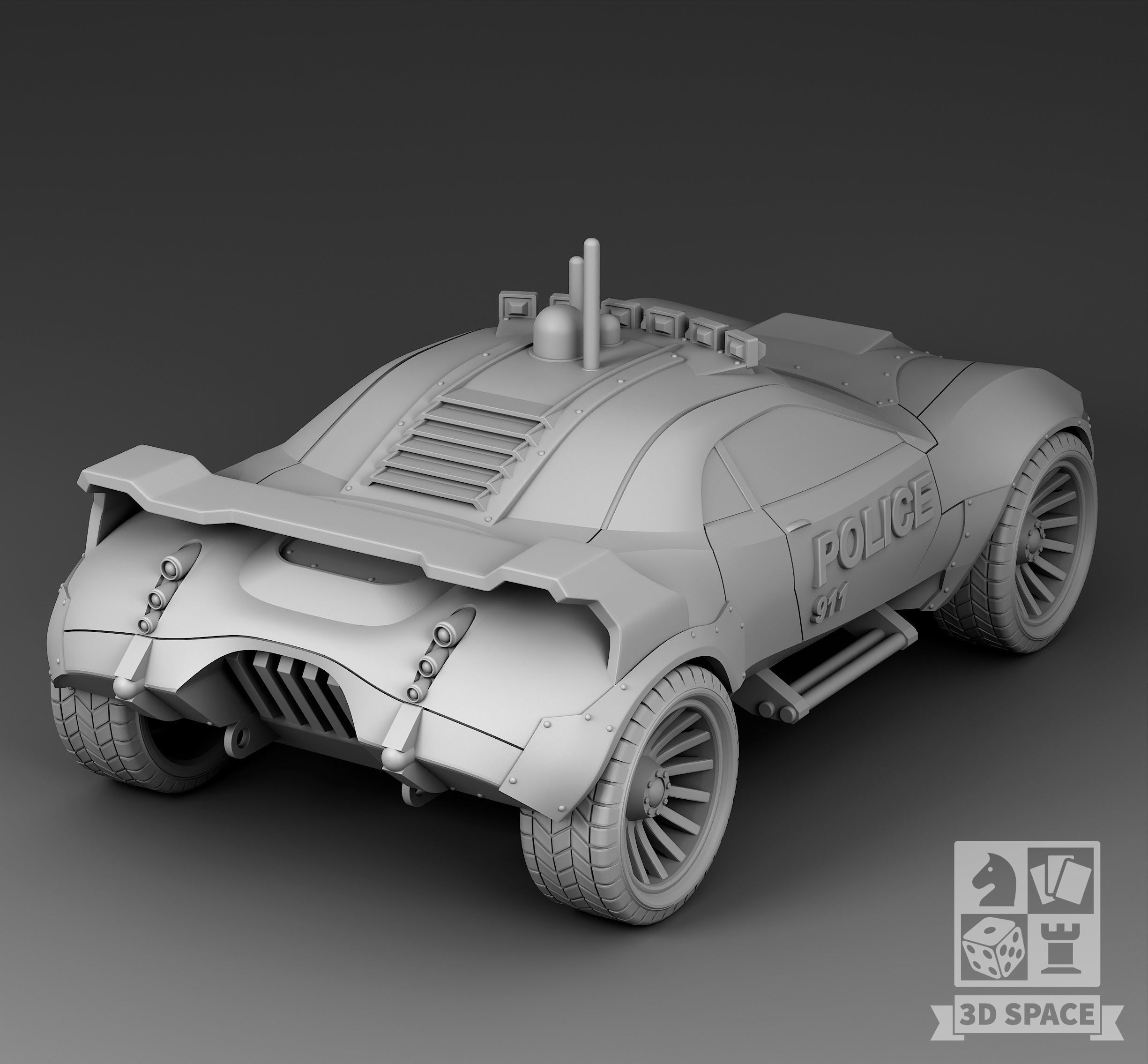 Futuristic police car 3D print model_1