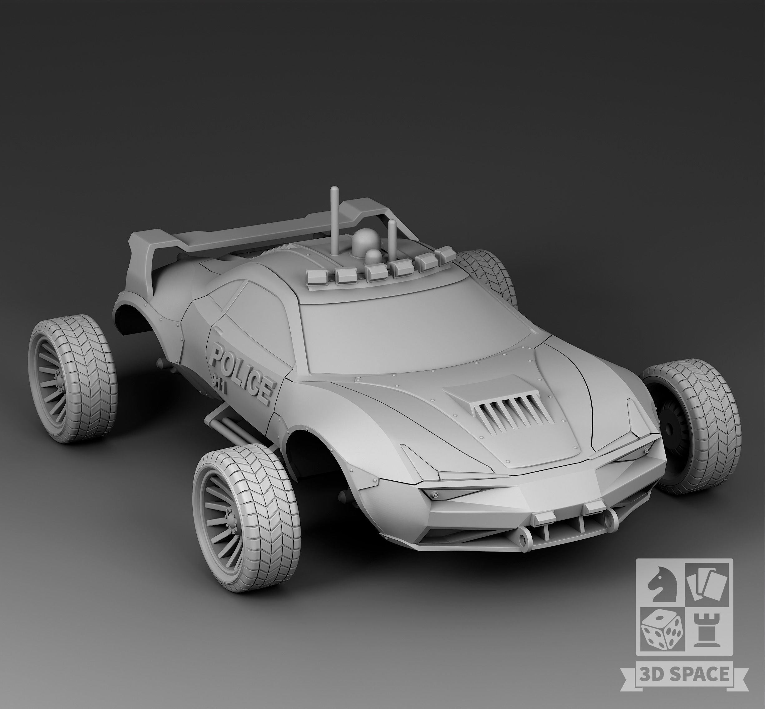 Futuristic police car 3D print model_3