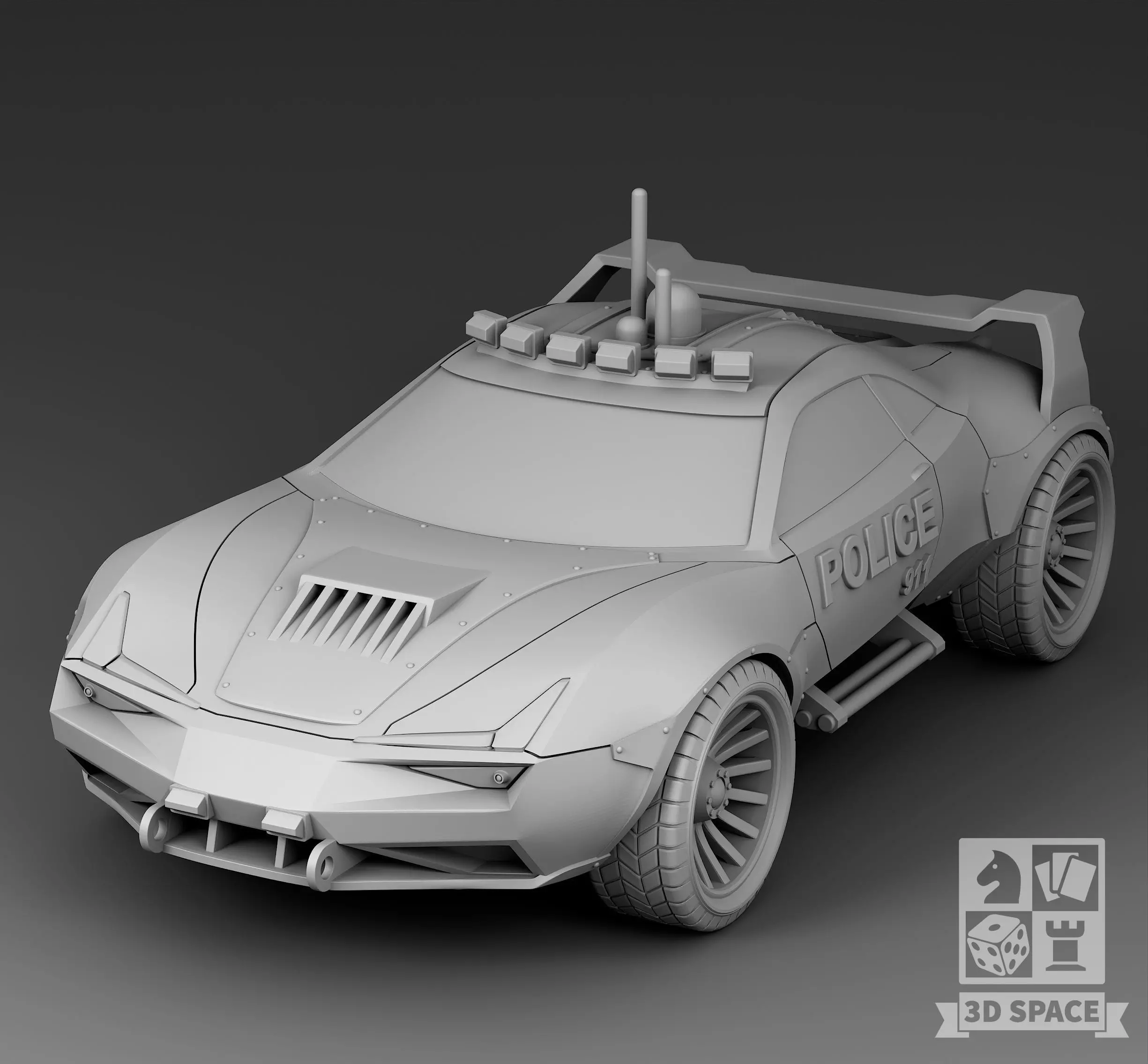 Futuristic police car 3D print model_0