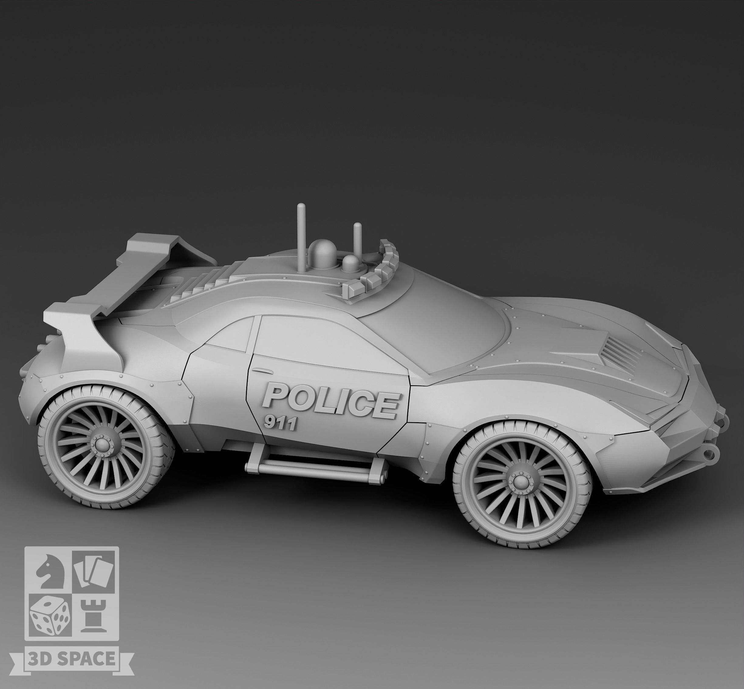 Futuristic police car 3D print model_2