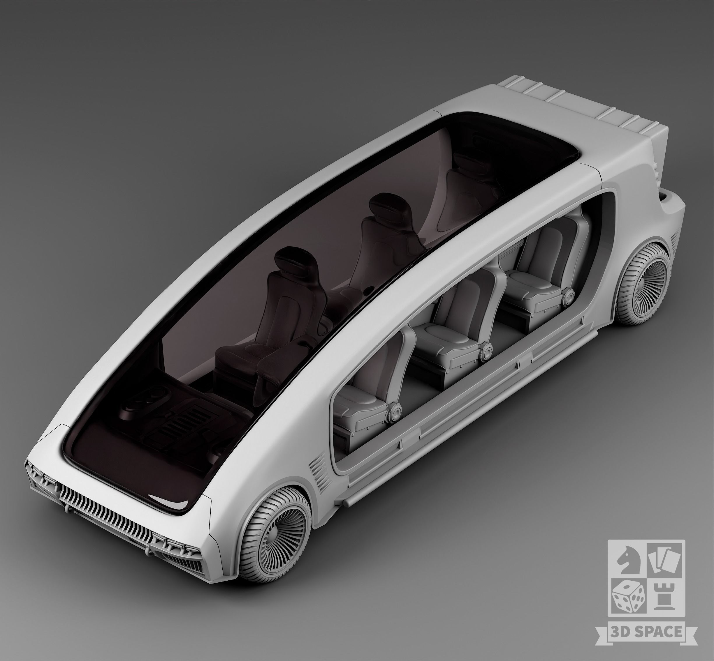 Futuristic panoramic limousine 3D print model_2