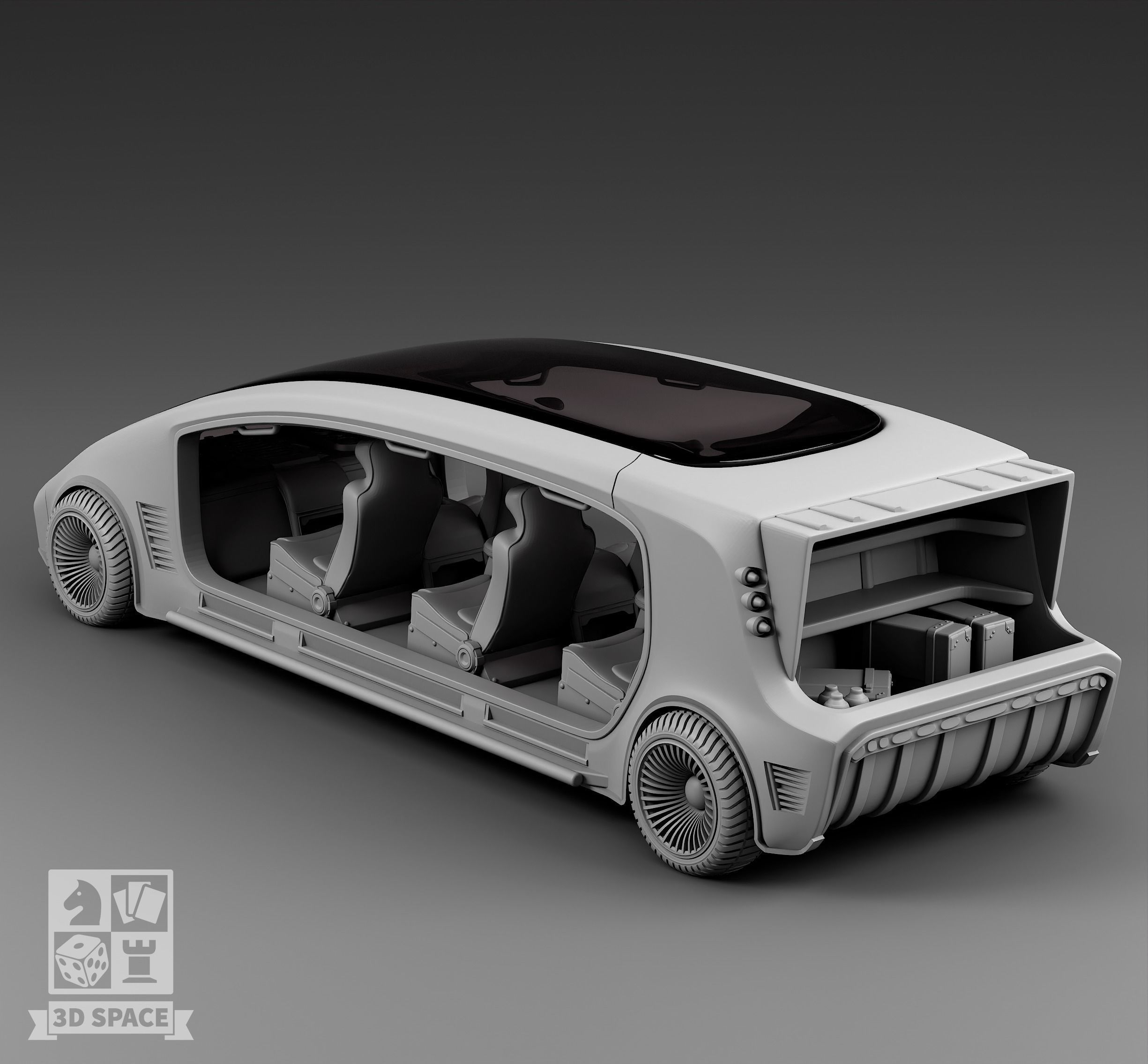 Futuristic panoramic limousine 3D print model_1