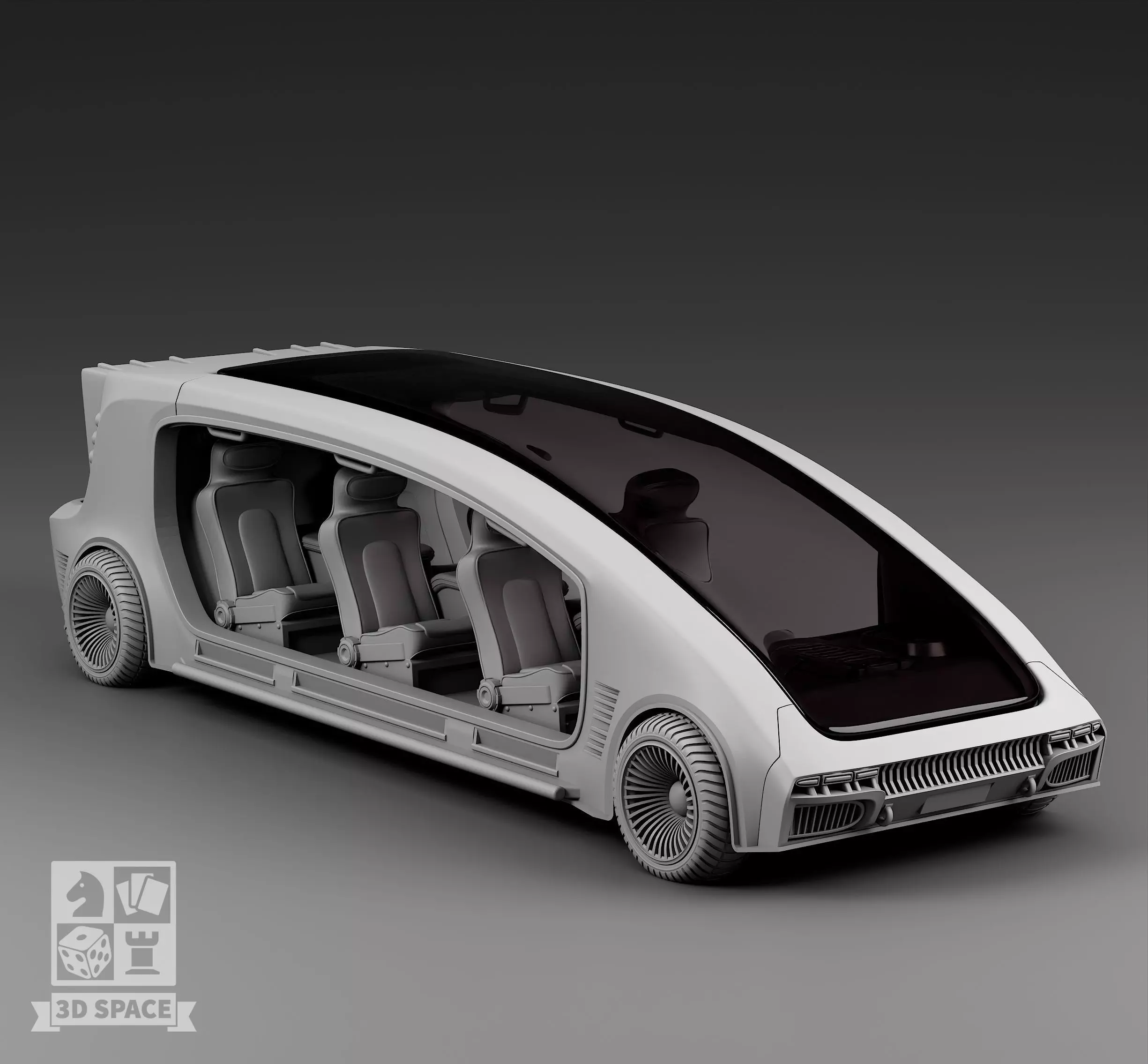 Futuristic panoramic limousine 3D print model_0